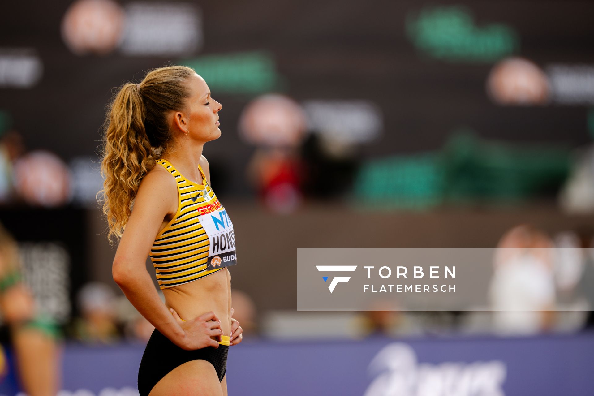 Christina Honsel (GER/Germany) during the High Jump on Day 7 of the World Athletics Championships Budapest 23 at the National Athletics Centre in Budapest, Hungary on August 25, 2023.