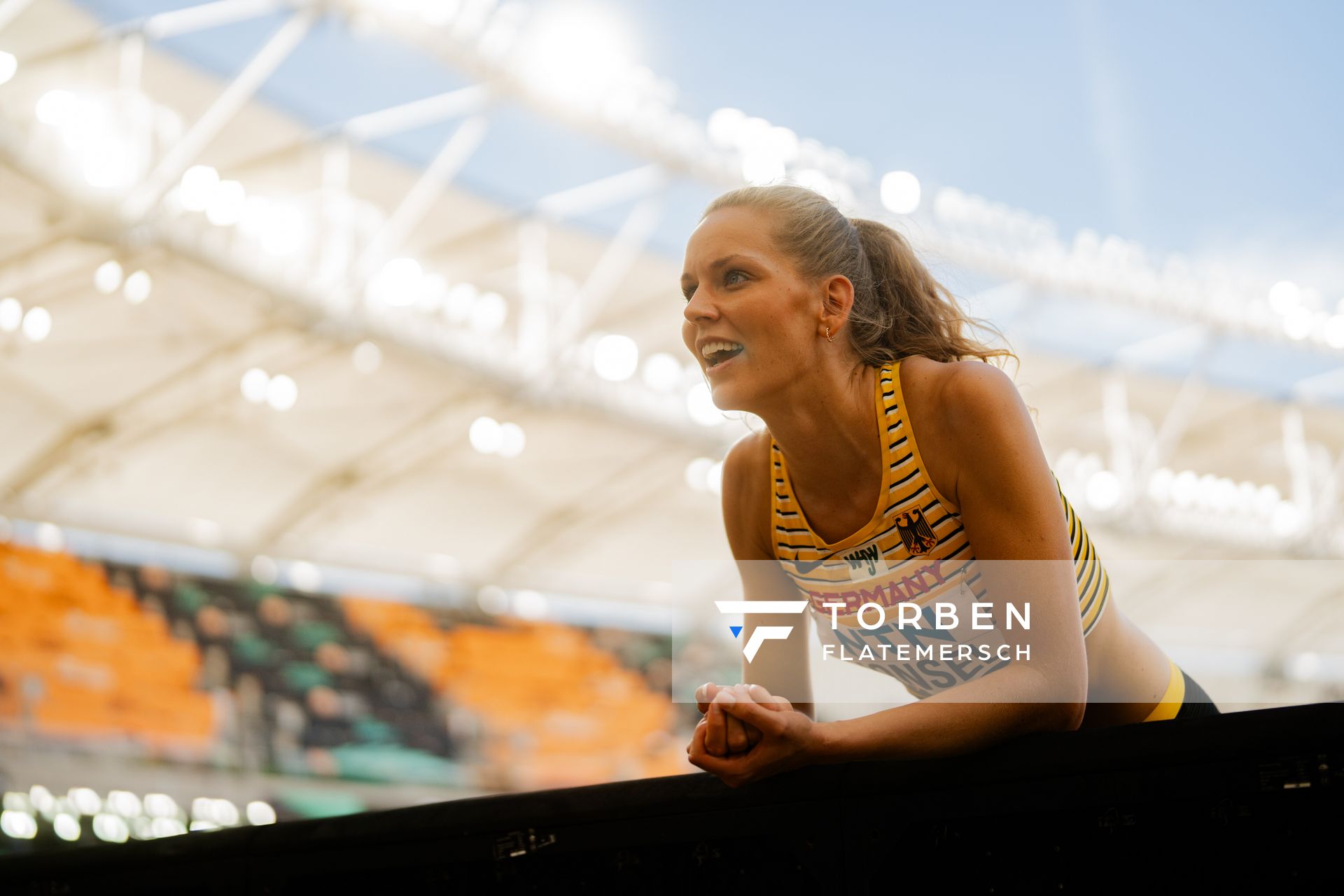 Christina Honsel (GER/Germany) during the High Jump on Day 7 of the World Athletics Championships Budapest 23 at the National Athletics Centre in Budapest, Hungary on August 25, 2023.