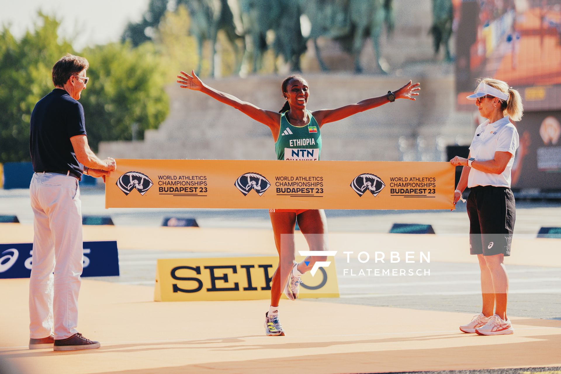Amane Beriso Shankule (ETH/Ethiopia) on Day 8 of the World Athletics Championships Budapest 23 at the National Athletics Centre in Budapest, Hungary on August 26, 2023.