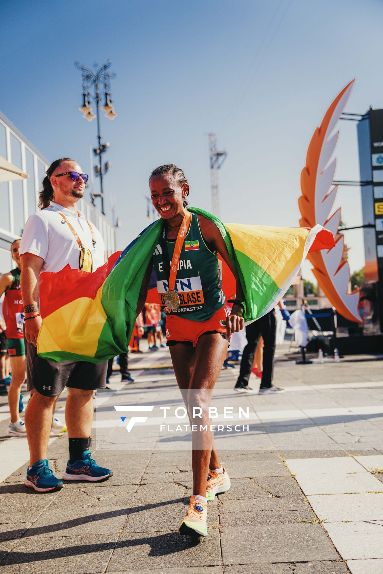 Gotytom Gebreslase (ETH/Ethiopia) during the Marathon on Day 8 of the World Athletics Championships Budapest 23 at the National Athletics Centre in Budapest, Hungary on August 26, 2023.