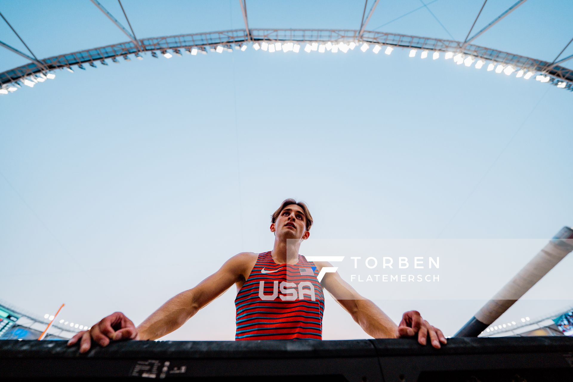 Zach Mcwhorter (USA/United States) during the Pole Vault on Day 8 of the World Athletics Championships Budapest 23 at the National Athletics Centre in Budapest, Hungary on August 26, 2023.