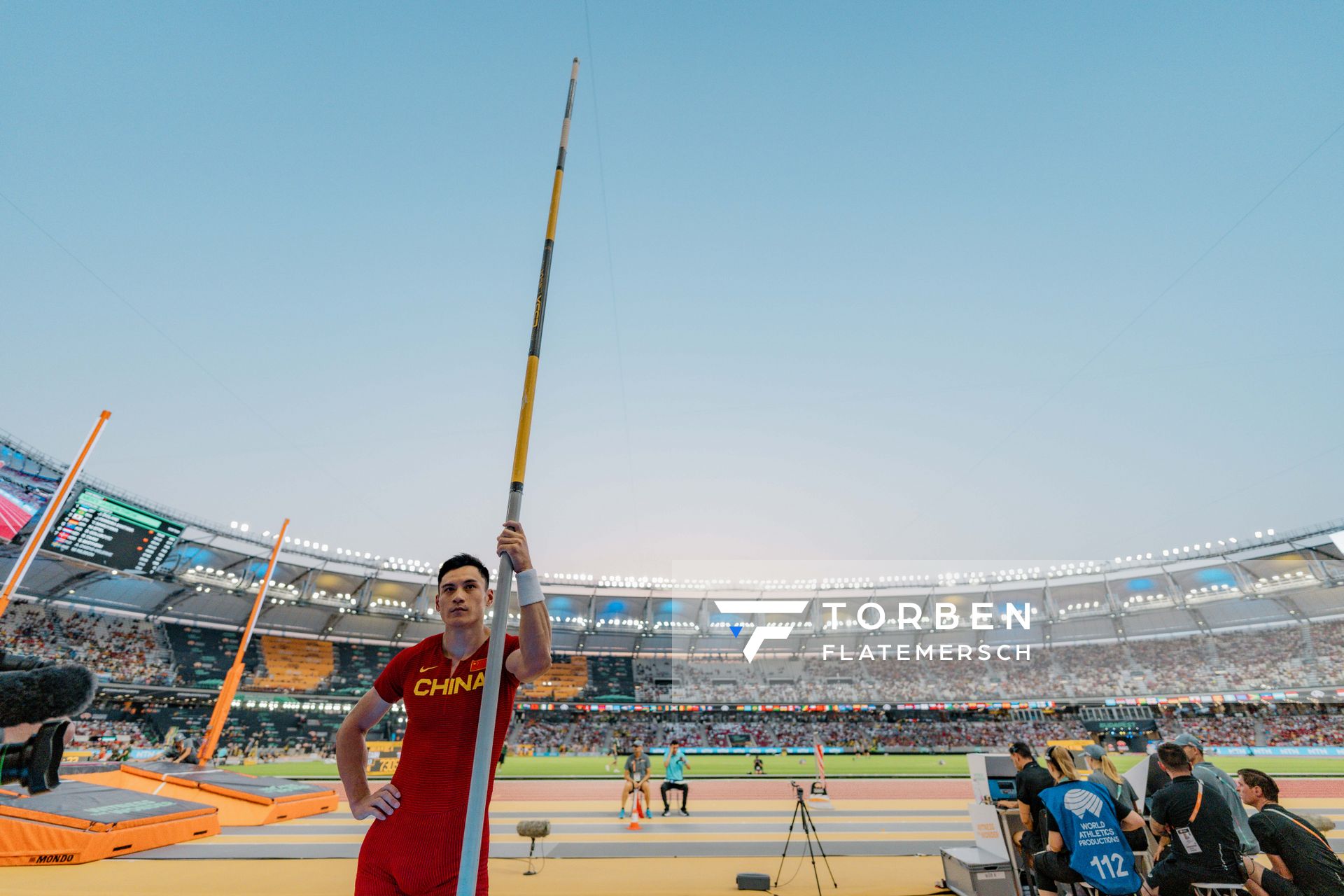 Jie Yao (CHN/Pr Of China) during the Pole Vault on Day 8 of the World Athletics Championships Budapest 23 at the National Athletics Centre in Budapest, Hungary on August 26, 2023.