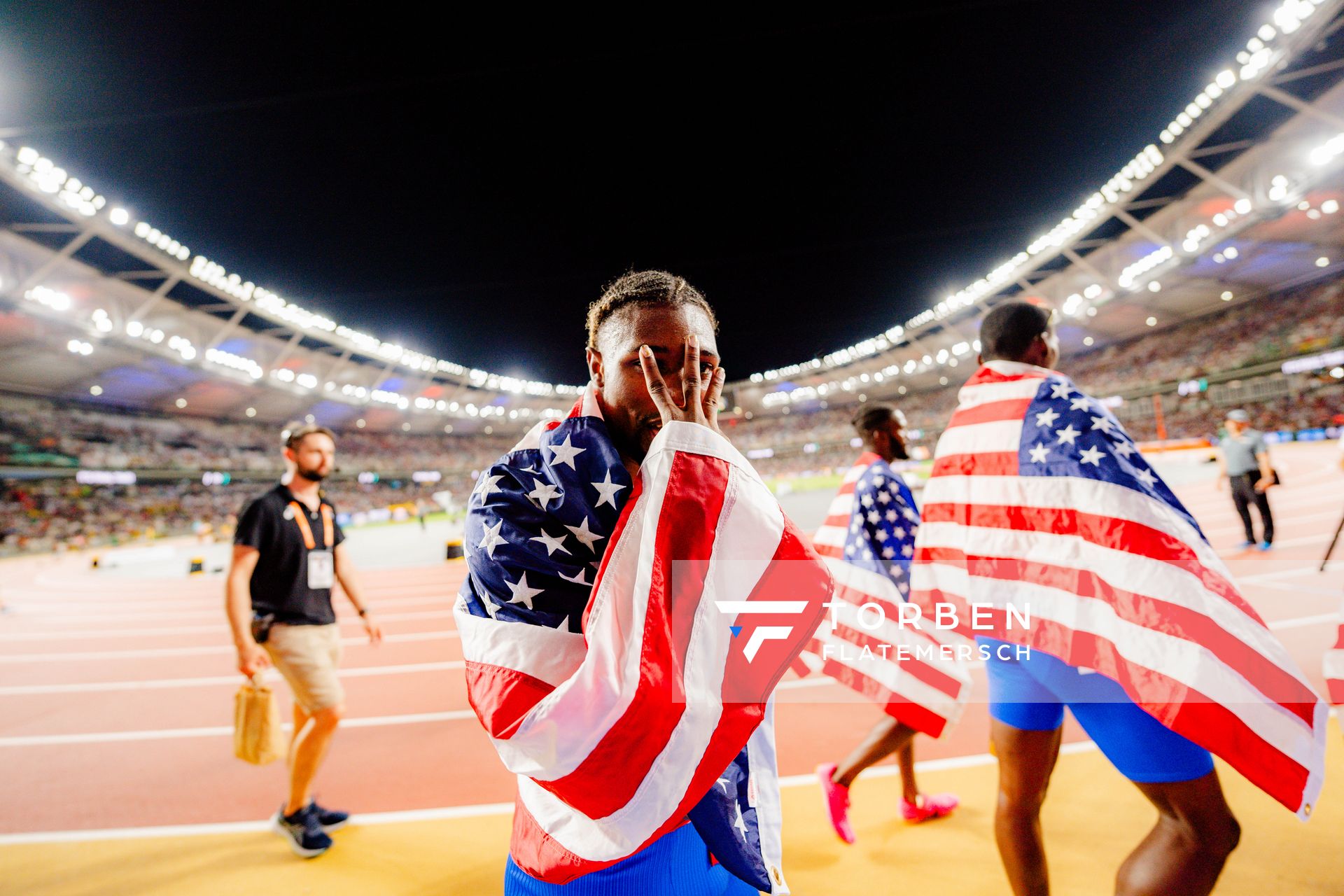 Noah Lyles (USA/United States) on Day 8 of the World Athletics Championships Budapest 23 at the National Athletics Centre in Budapest, Hungary on August 26, 2023.