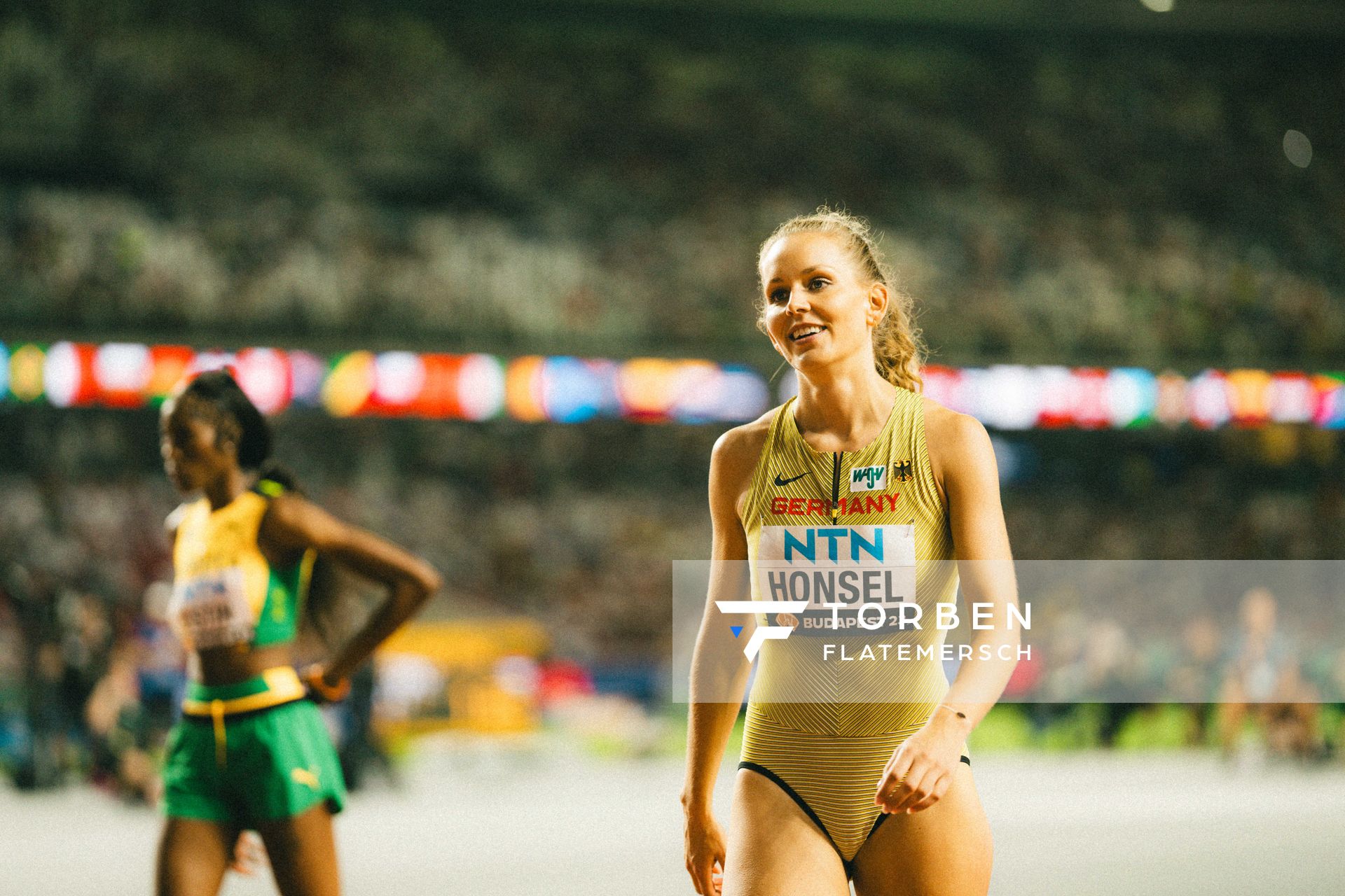 Christina Honsel (GER/Germany) during the High Jump on Day 9 of the World Athletics Championships Budapest 23 at the National Athletics Centre in Budapest, Hungary on August 27, 2023.