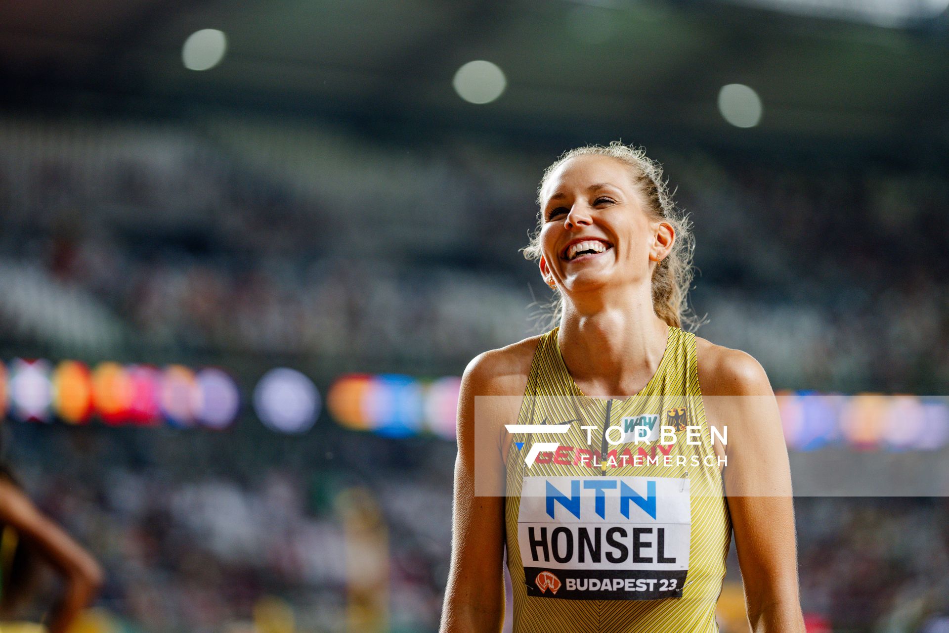 Christina Honsel (GER/Germany) during the High Jump Final on Day 9 of the World Athletics Championships Budapest 23 at the National Athletics Centre in Budapest, Hungary on August 27, 2023.