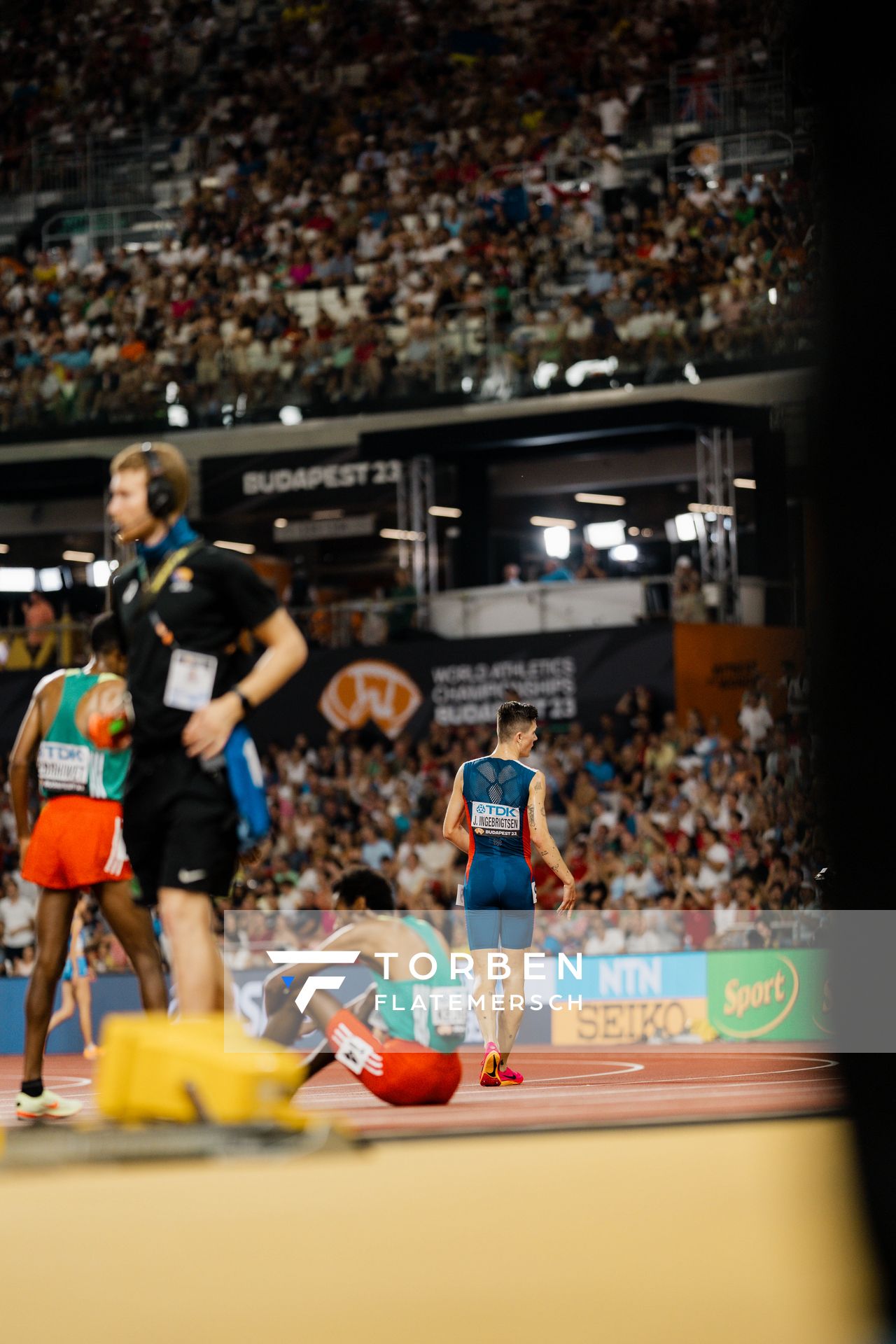 Jakob Ingebrigtsen (NOR/Norway) during the 5000 Metres on Day 9 of the World Athletics Championships Budapest 23 at the National Athletics Centre in Budapest, Hungary on August 27, 2023.