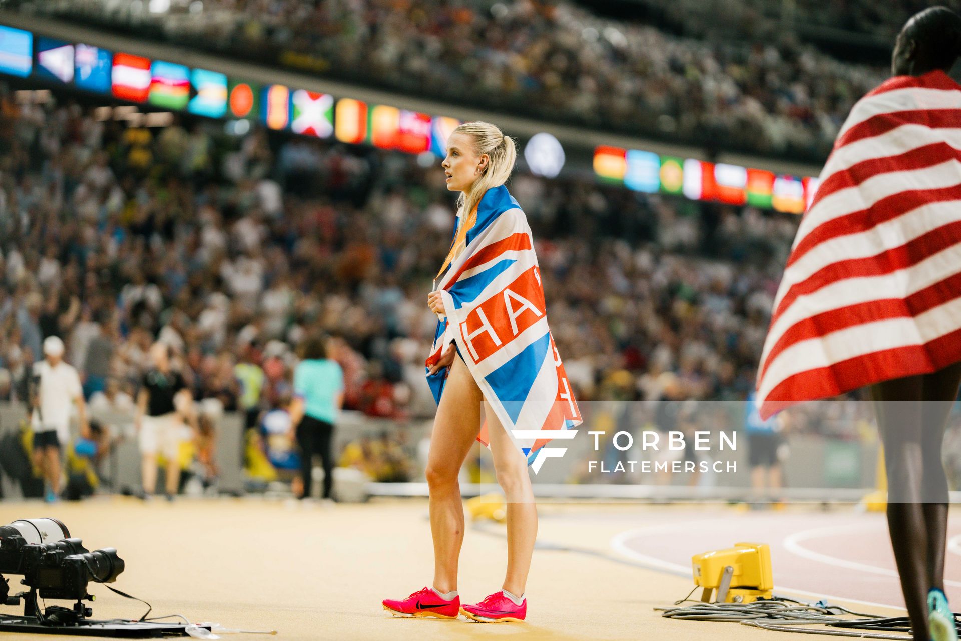 Keely Hodgkinson (GBR/Great Britain & N.I.) during the 800 Metres on Day 9 of the World Athletics Championships Budapest 23 at the National Athletics Centre in Budapest, Hungary on August 27, 2023.