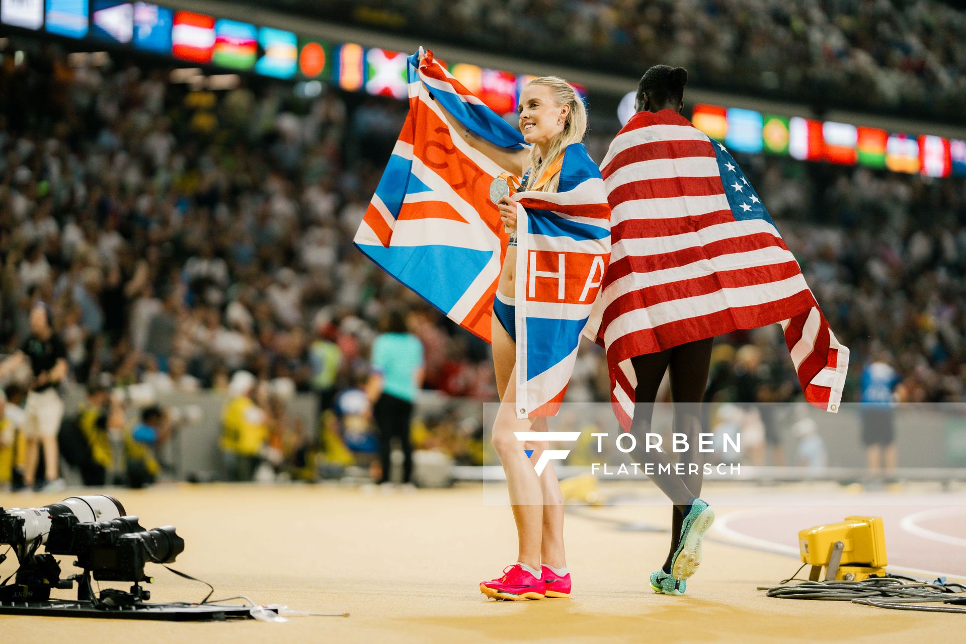 Keely Hodgkinson (GBR/Great Britain & N.I.) during the 800 Metres on Day 9 of the World Athletics Championships Budapest 23 at the National Athletics Centre in Budapest, Hungary on August 27, 2023.