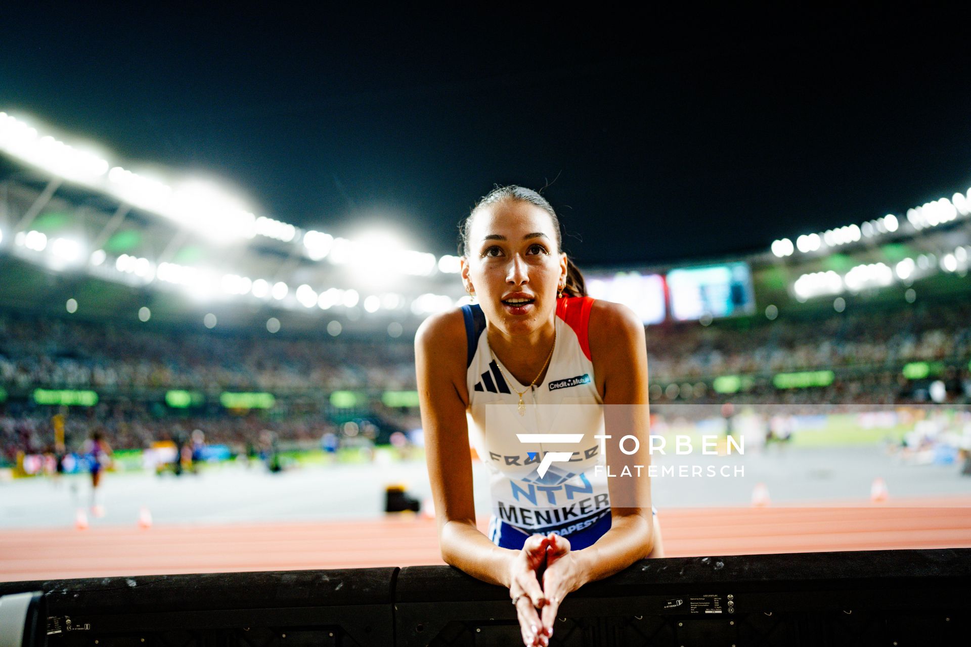 Nawal Meniker (FRA/France) during the High Jump Final on Day 9 of the World Athletics Championships Budapest 23 at the National Athletics Centre in Budapest, Hungary on August 27, 2023.