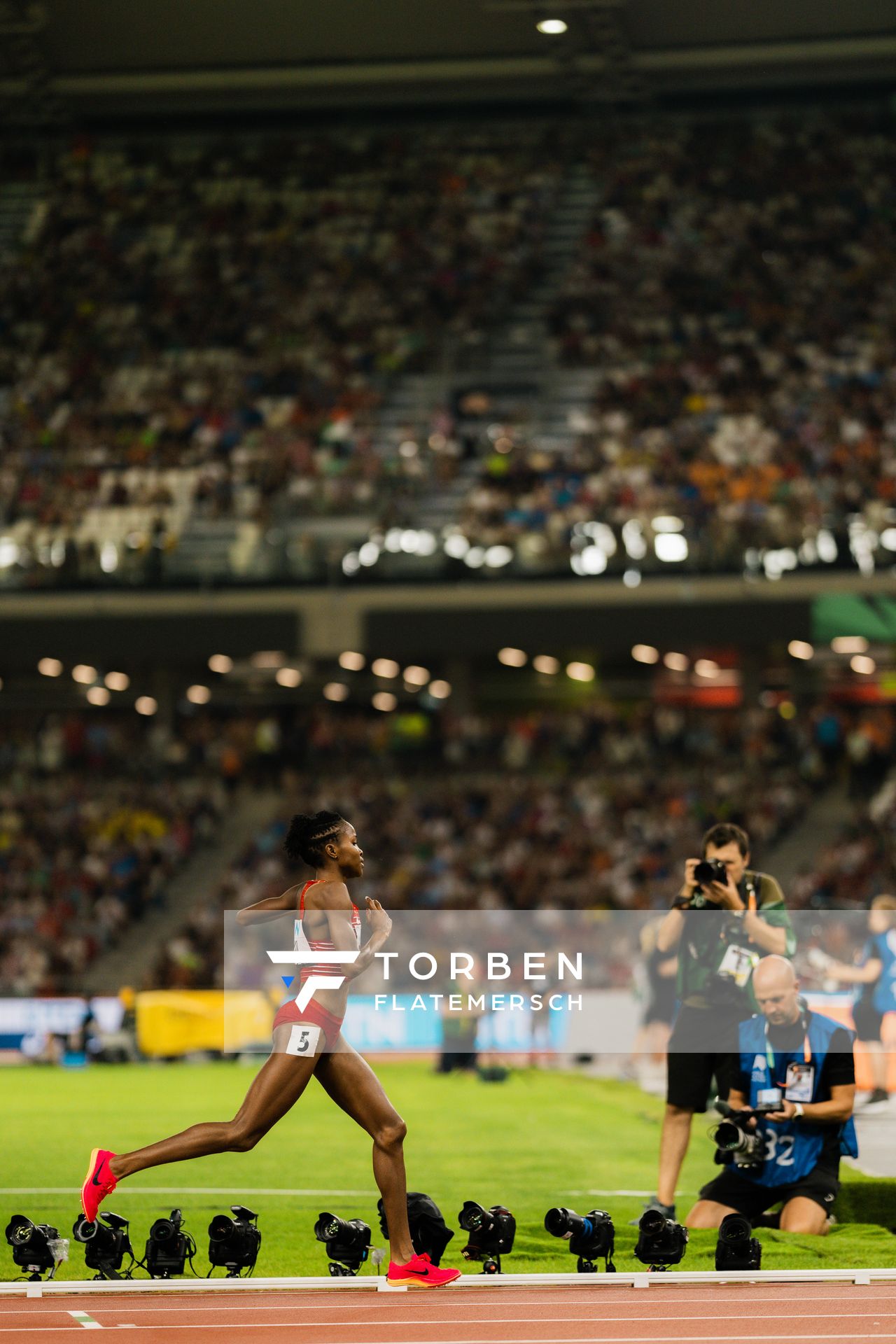 Winfred Mutile Yavi (BRN/Bahrain) during the 3000 Metres Steeplechase on Day 9 of the World Athletics Championships Budapest 23 at the National Athletics Centre in Budapest, Hungary on August 27, 2023.