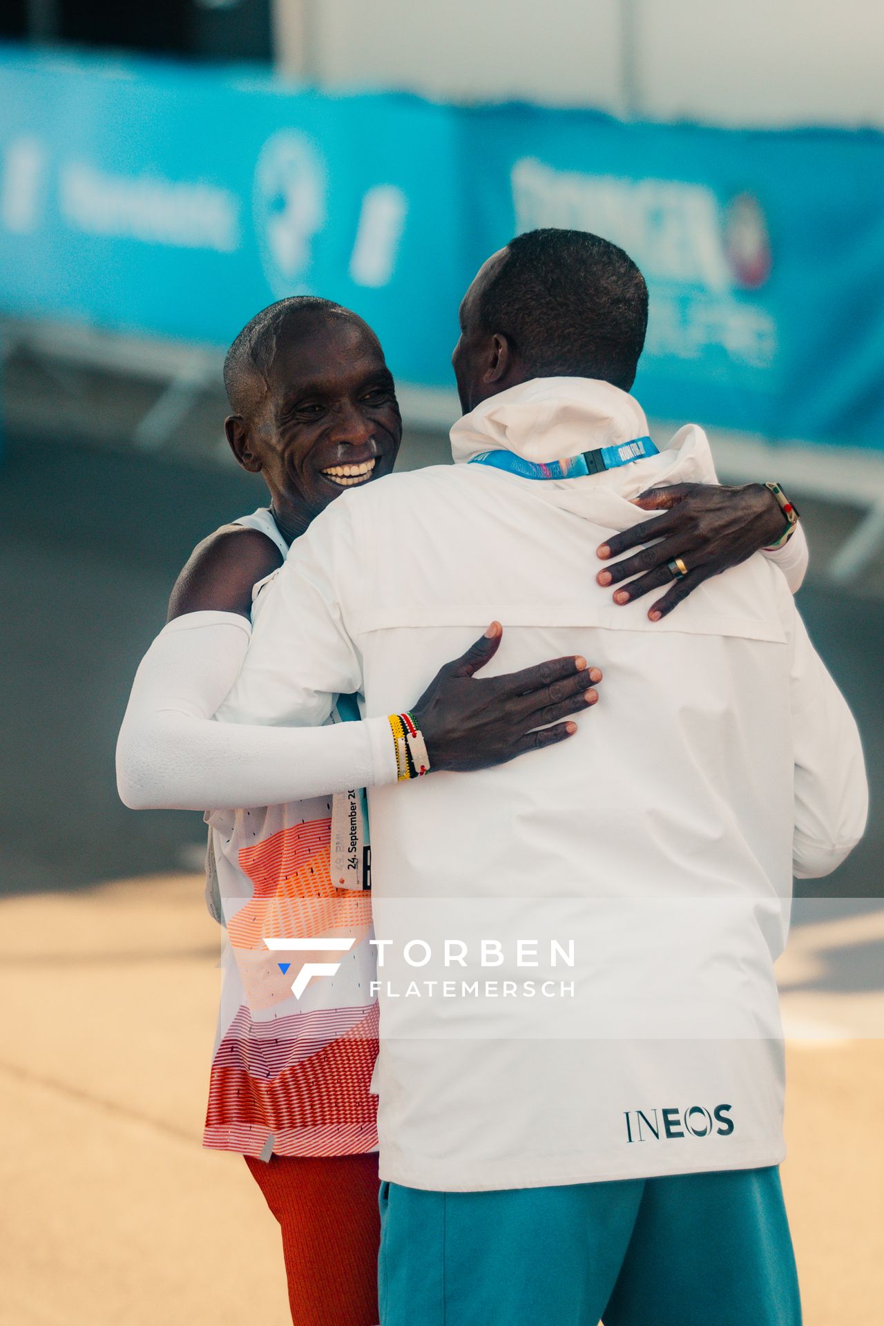 Eliud Kipchoge (KEN/Kenya) auf den letzten Metern am 24.09.2023 beim Berlin Marathon in Berlin
