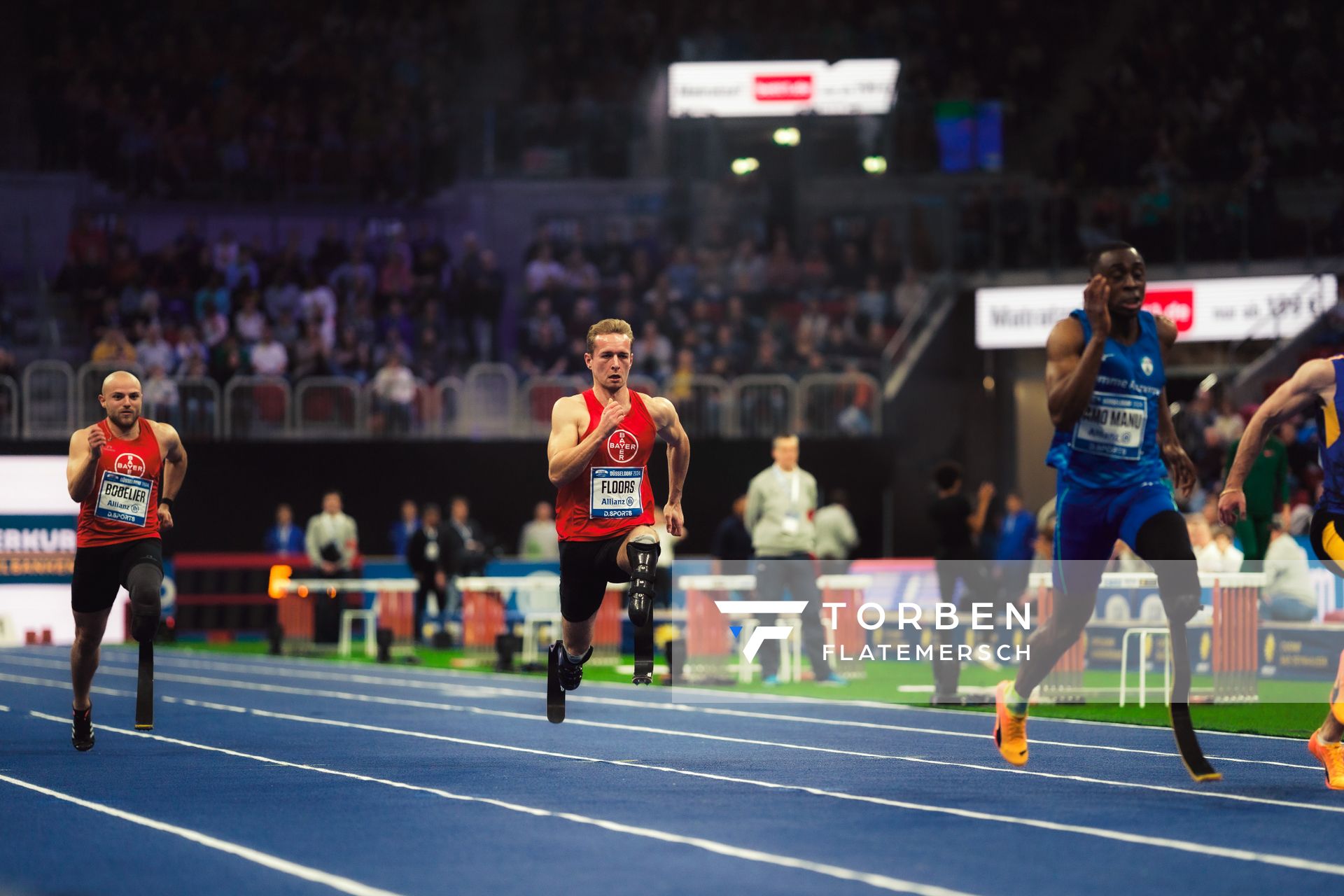 Noah Bodelier (GER/T64) Johannes Floors (GER/T62) beim 4. ISTAF INDOOR Düsseldorf am 04.02.2024 im PSD Bank Dome in Düsseldorf