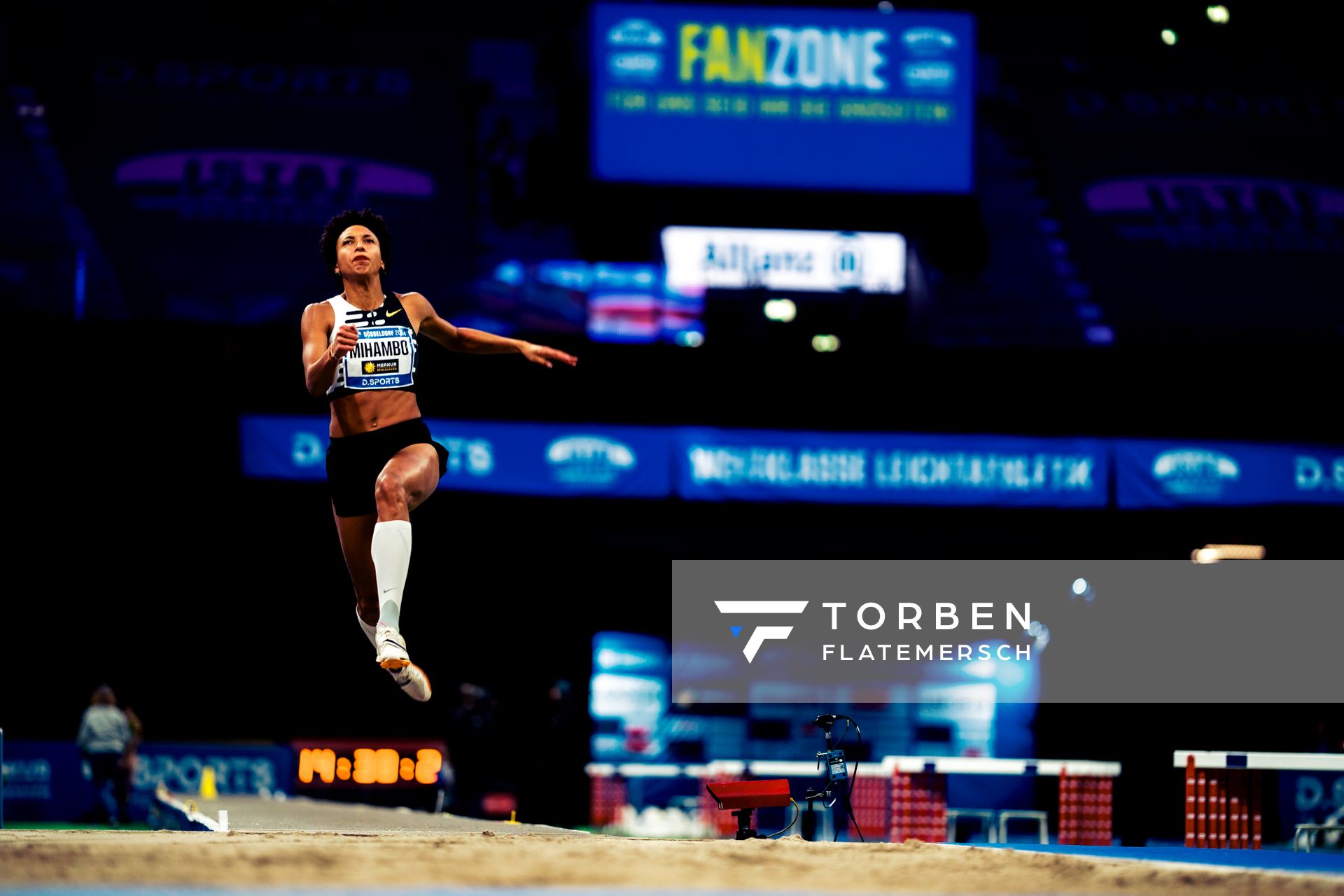 Malaika Mihambo (GER/LG Kurpfalz) im Weitsprung beim 4. ISTAF INDOOR Düsseldorf am 04.02.2024 im PSD Bank Dome in Düsseldorf