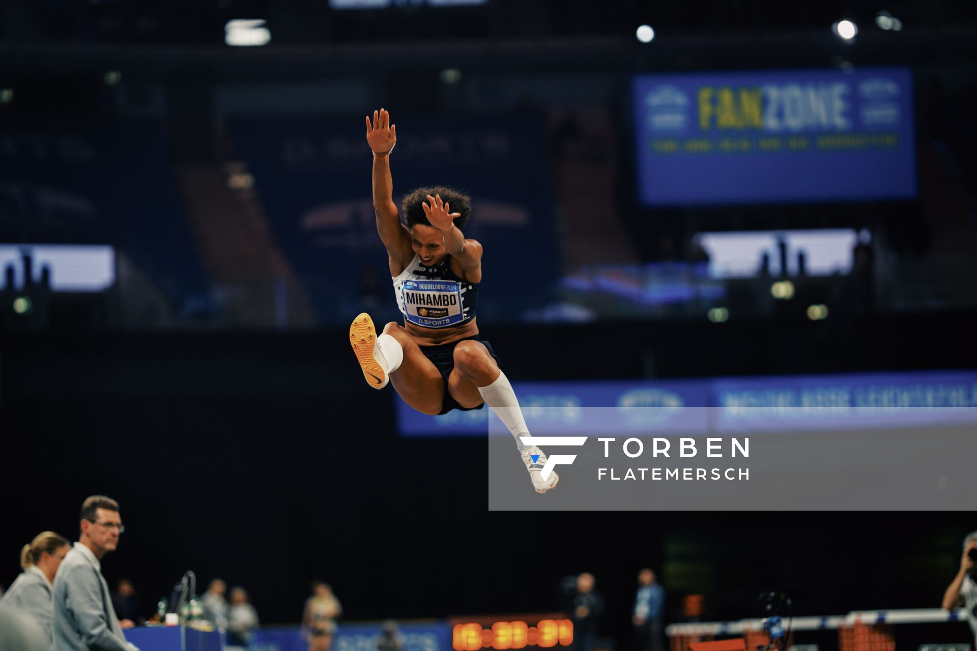 Malaika Mihambo (GER/LG Kurpfalz) im Weitsprung beim 4. ISTAF INDOOR Düsseldorf am 04.02.2024 im PSD Bank Dome in Düsseldorf