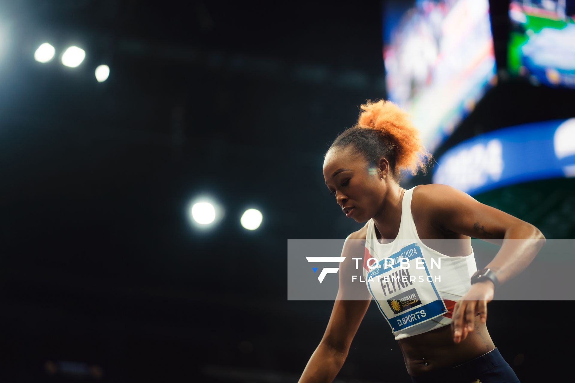 Tiffany Flynn (USA) im Weitsprung beim 4. ISTAF INDOOR Düsseldorf am 04.02.2024 im PSD Bank Dome in Düsseldorf