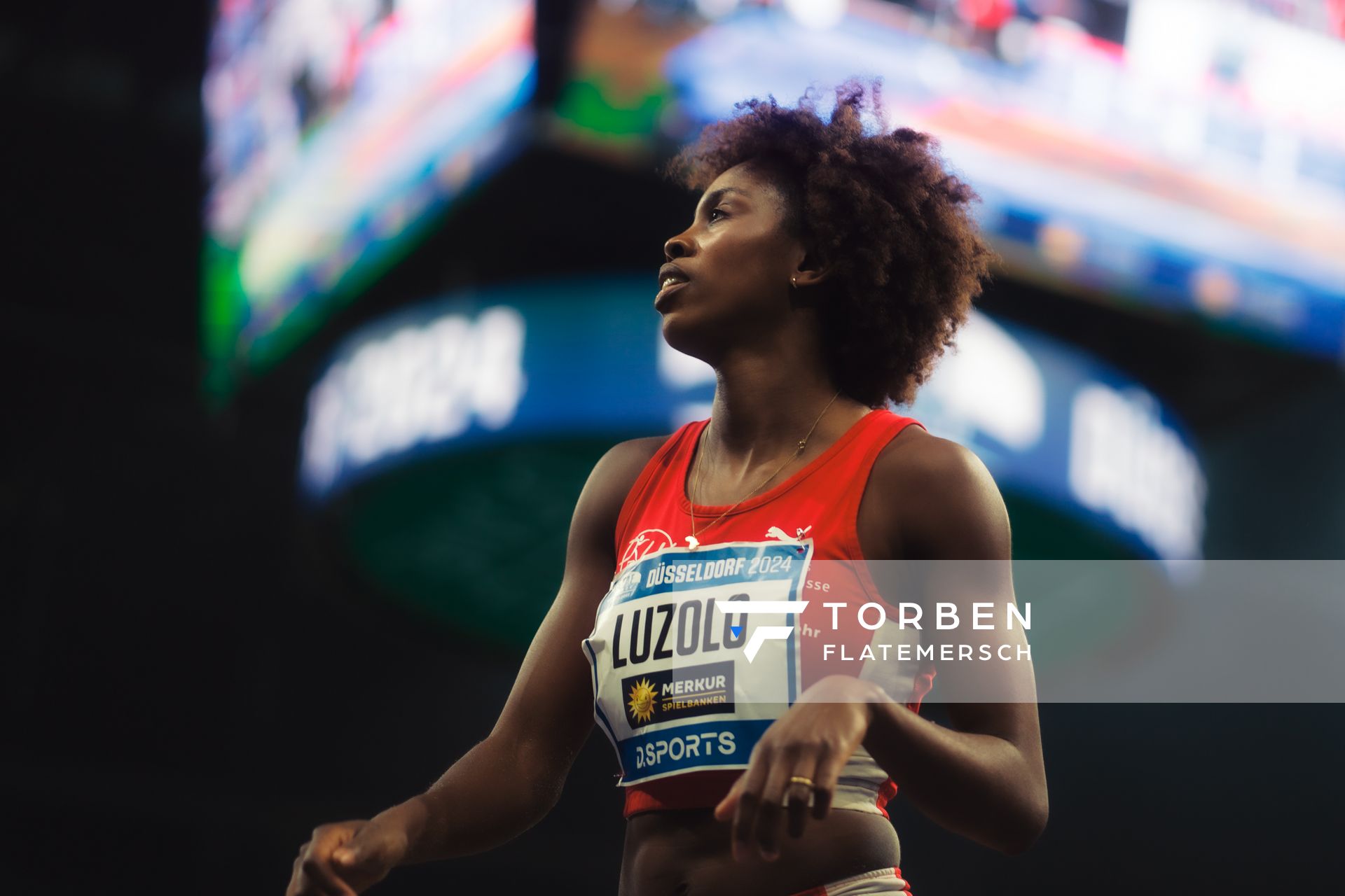 Maryse Luzolo (GER/Königsteiner LV) im Weitsprung beim 4. ISTAF INDOOR Düsseldorf am 04.02.2024 im PSD Bank Dome in Düsseldorf