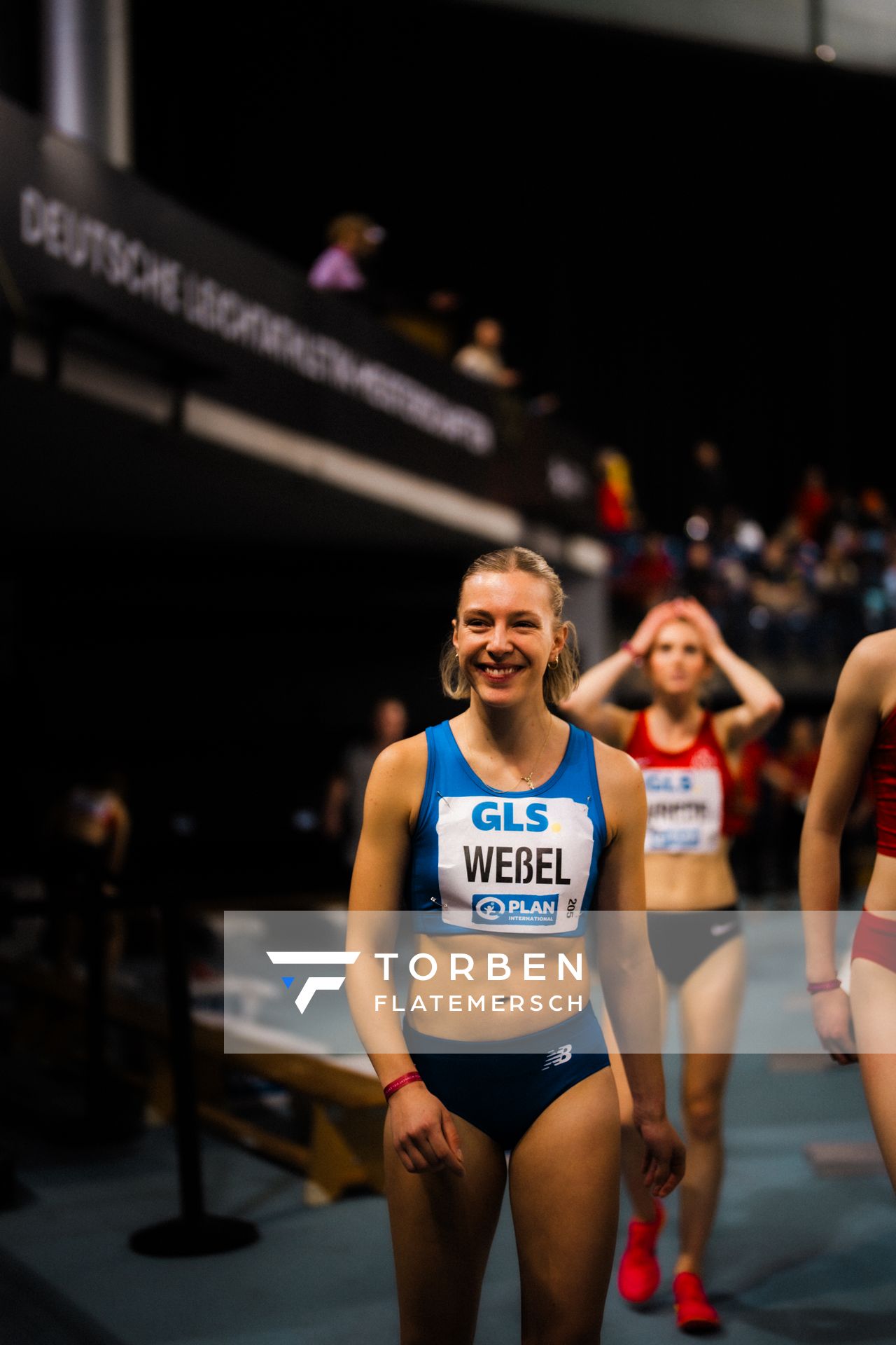 Nele Weßel (TV Waldstraße Wiesbaden) am 17.02.2024 während den 71. Deutschen Leichtathletik-Hallenmeisterschaften in der QUARTERBACK Immobilien ARENA in Leipzig