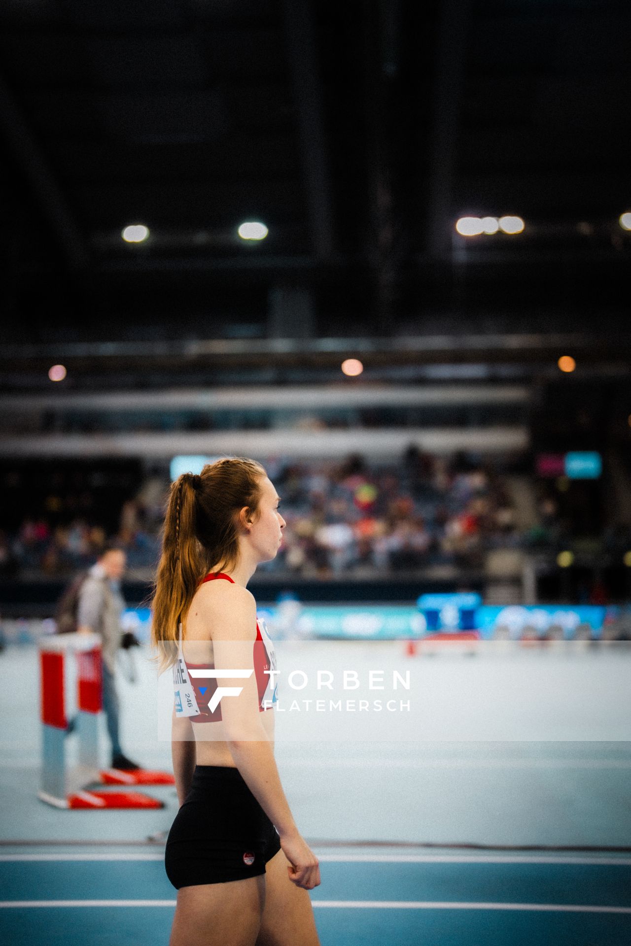 Jana Schlüsche (VfL Eintracht Hannover) am 17.02.2024 während den 71. Deutschen Leichtathletik-Hallenmeisterschaften in der QUARTERBACK Immobilien ARENA in Leipzig