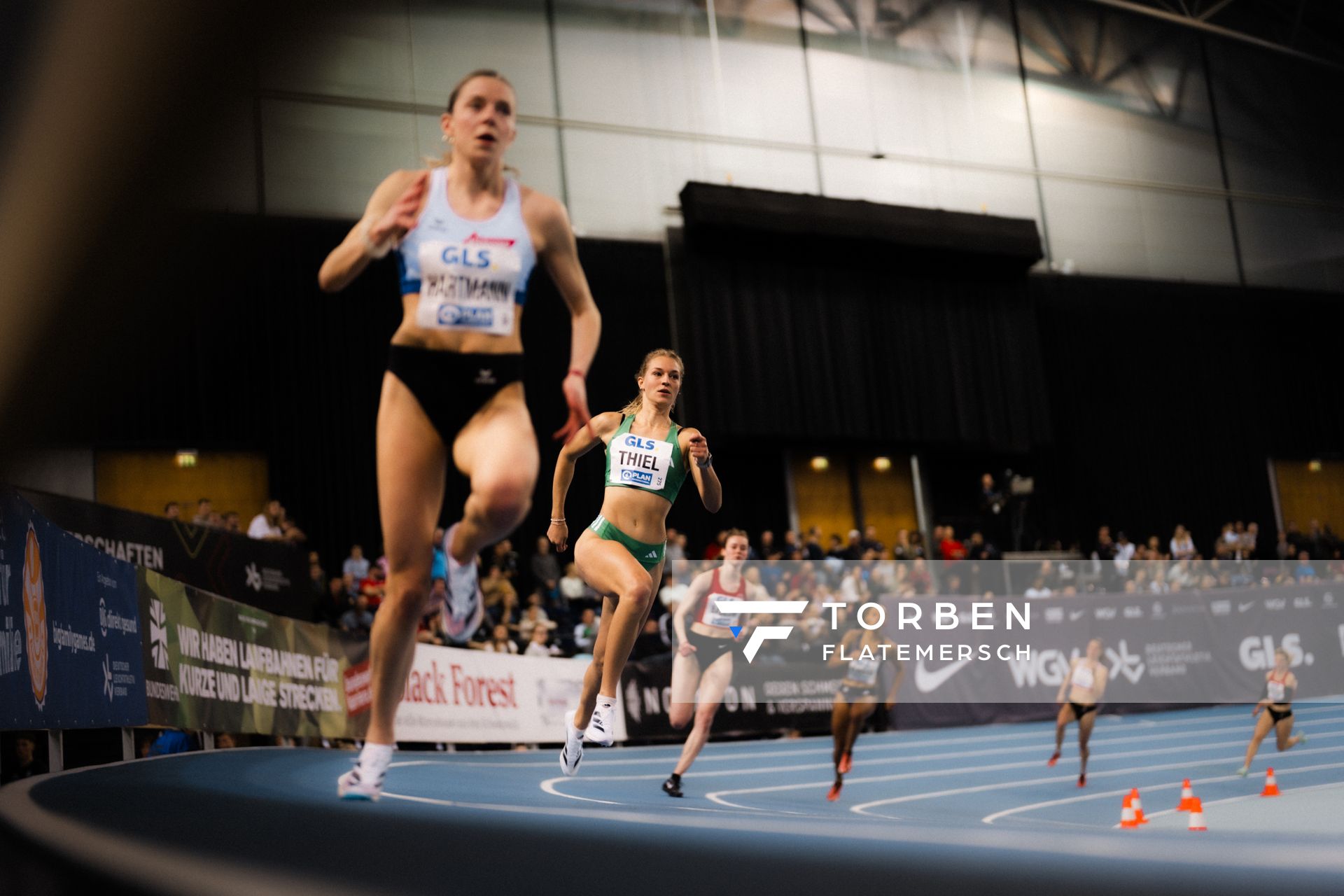 Luna Thiel (VfL Wolfsburg) im 400m Vorlauf am 17.02.2024 während den 71. Deutschen Leichtathletik-Hallenmeisterschaften in der QUARTERBACK Immobilien ARENA in Leipzig