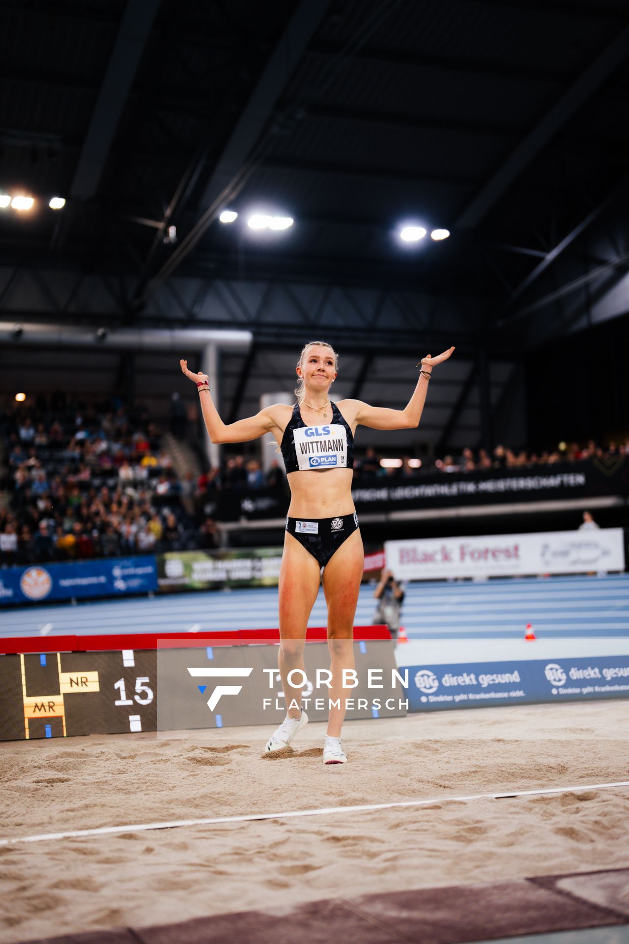 Kira Wittmann (Hannover 96) am 17.02.2024 während den 71. Deutschen Leichtathletik-Hallenmeisterschaften in der QUARTERBACK Immobilien ARENA in Leipzig