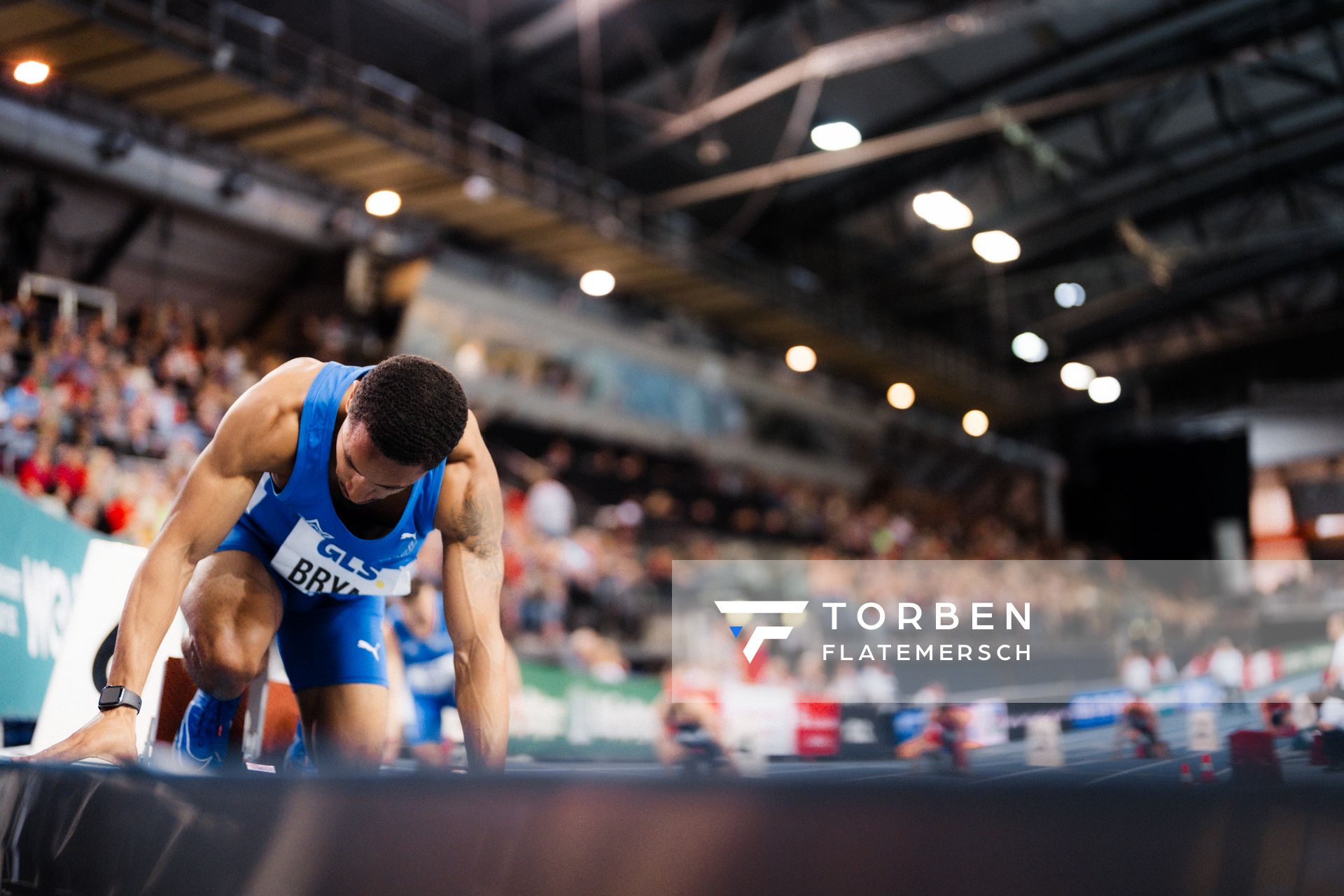 Michael Bryan (TV Wattenscheid 01) am 18.02.2024 während den 71. Deutschen Leichtathletik-Hallenmeisterschaften in der QUARTERBACK Immobilien ARENA in Leipzig