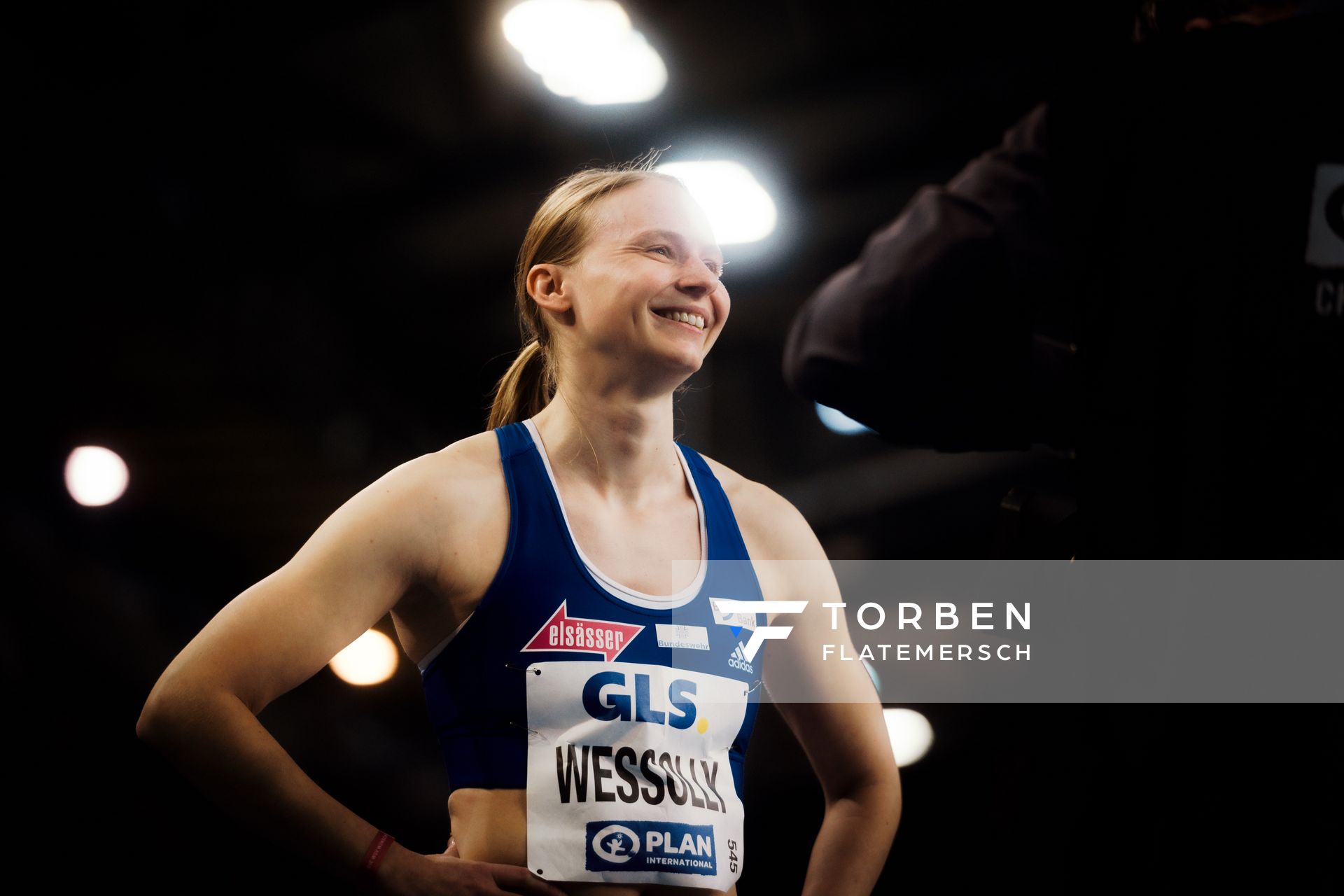 Jessica-Bianca Wessolly (VfL Sindelfingen) am 18.02.2024 während den 71. Deutschen Leichtathletik-Hallenmeisterschaften in der QUARTERBACK Immobilien ARENA in Leipzig