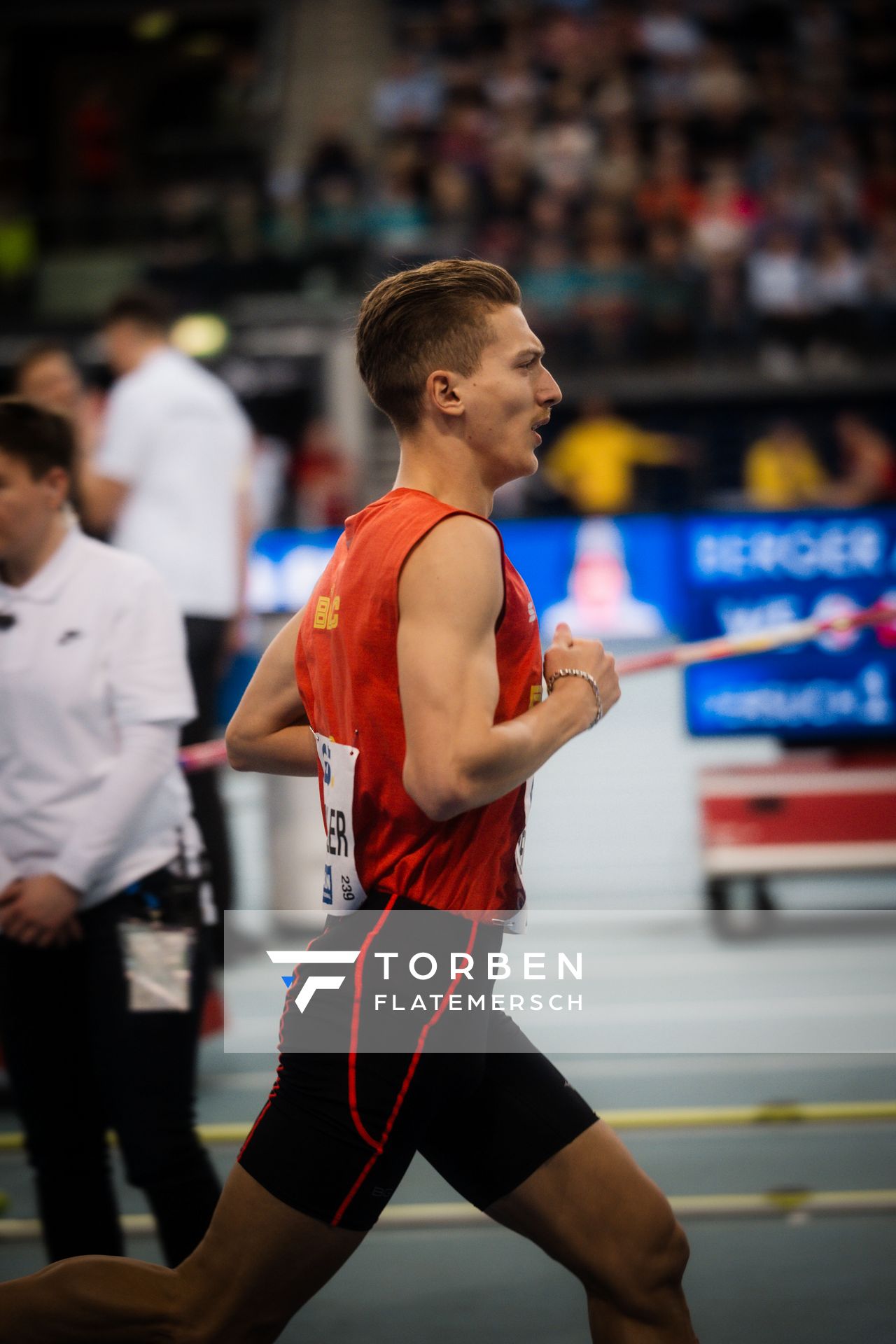 Artur Beimler (Braunschweiger Laufclub) am 18.02.2024 während den 71. Deutschen Leichtathletik-Hallenmeisterschaften in der QUARTERBACK Immobilien ARENA in Leipzig