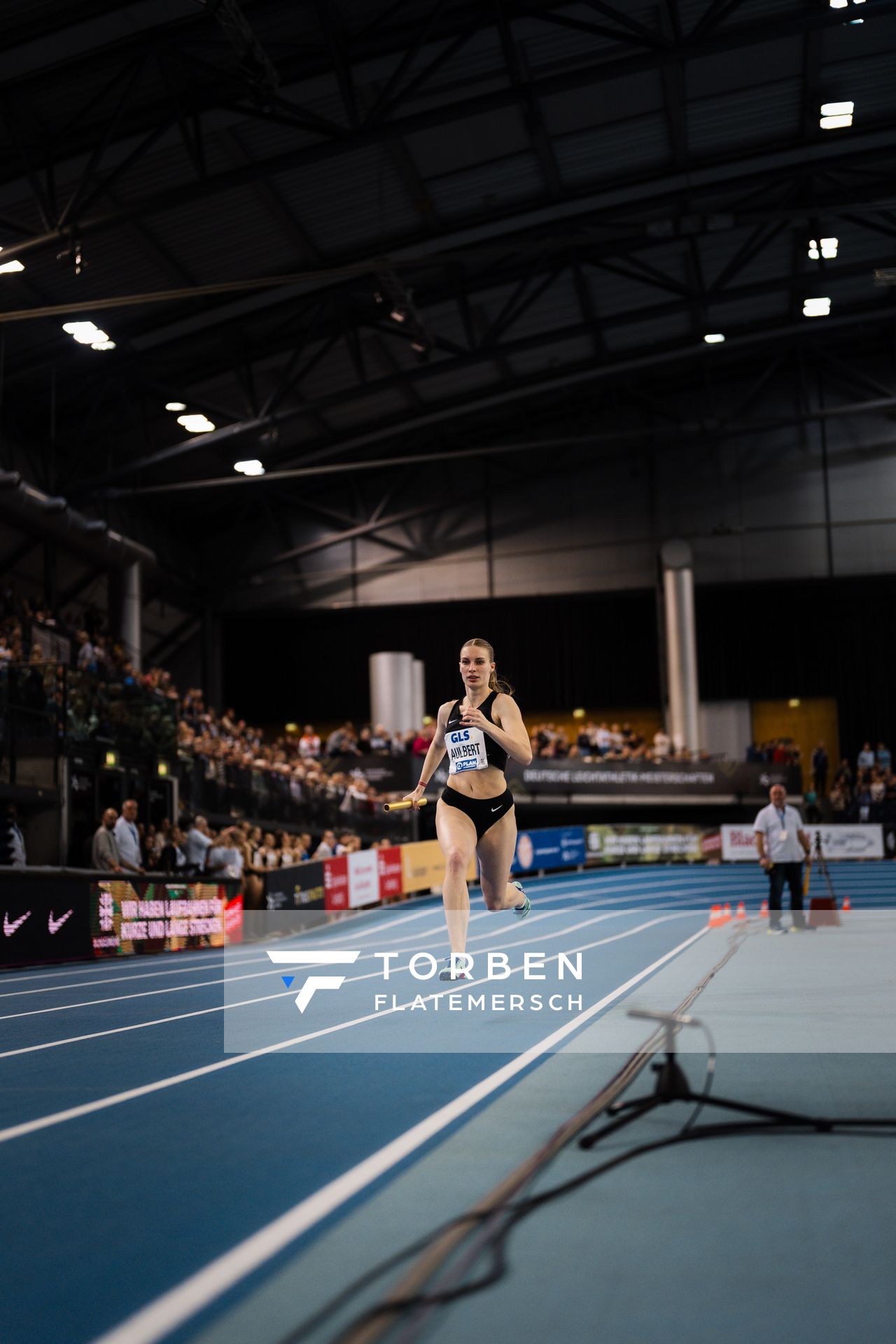 Michelle Aulbert (Hannover 96) am 18.02.2024 während den 71. Deutschen Leichtathletik-Hallenmeisterschaften in der QUARTERBACK Immobilien ARENA in Leipzig