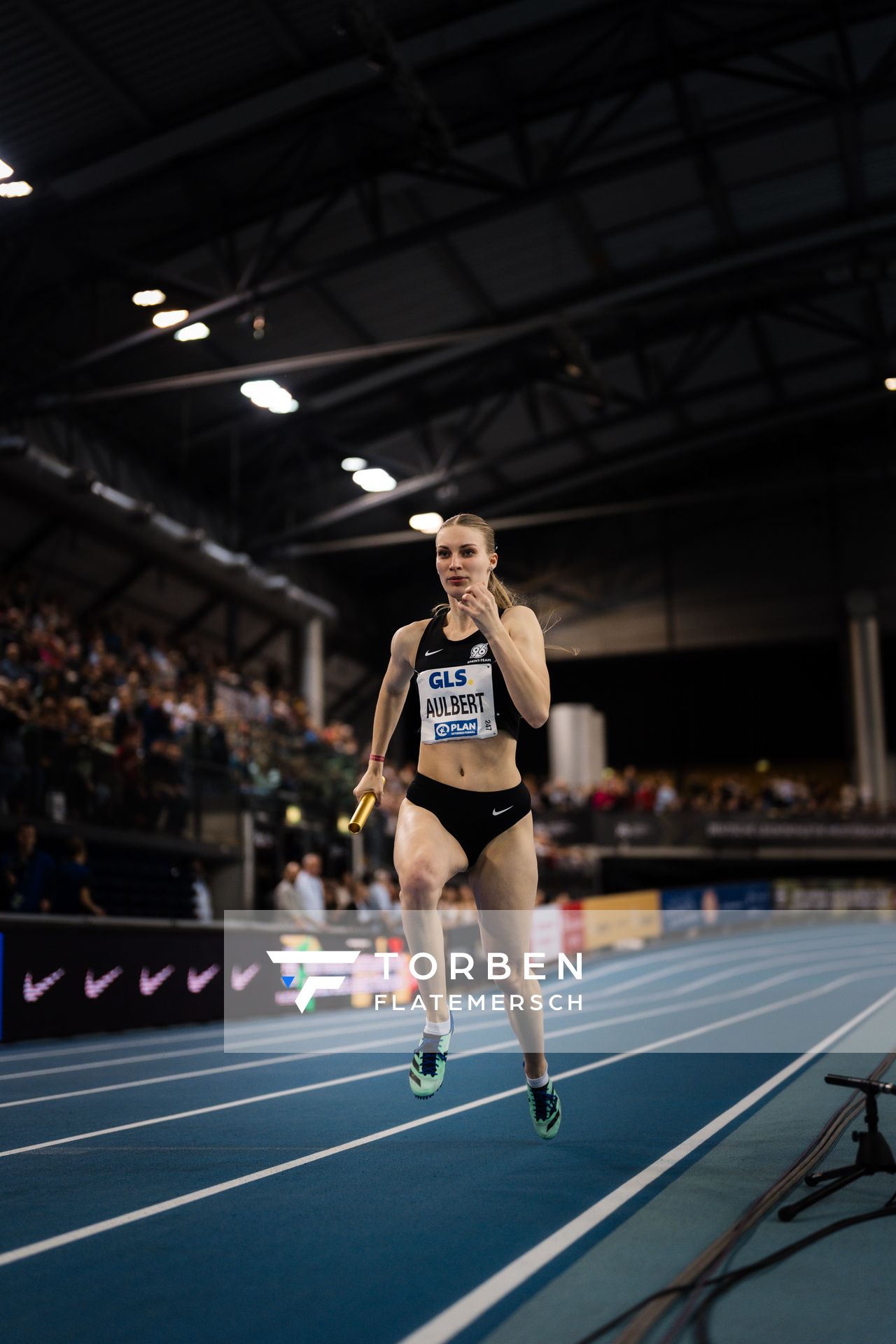 Michelle Aulbert (Hannover 96) am 18.02.2024 während den 71. Deutschen Leichtathletik-Hallenmeisterschaften in der QUARTERBACK Immobilien ARENA in Leipzig