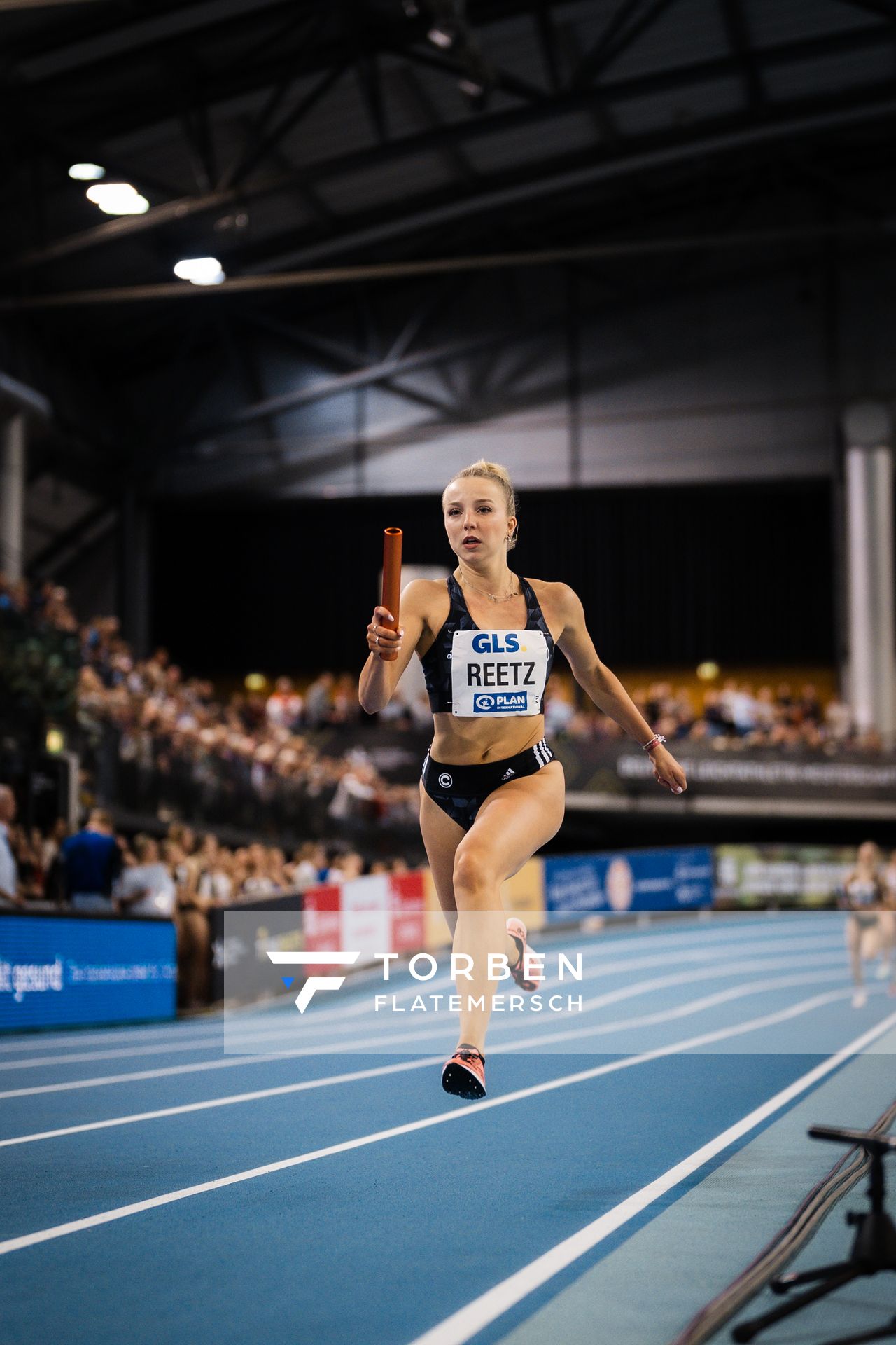 Nadine Reetz (SCC Berlin) am 18.02.2024 während den 71. Deutschen Leichtathletik-Hallenmeisterschaften in der QUARTERBACK Immobilien ARENA in Leipzig