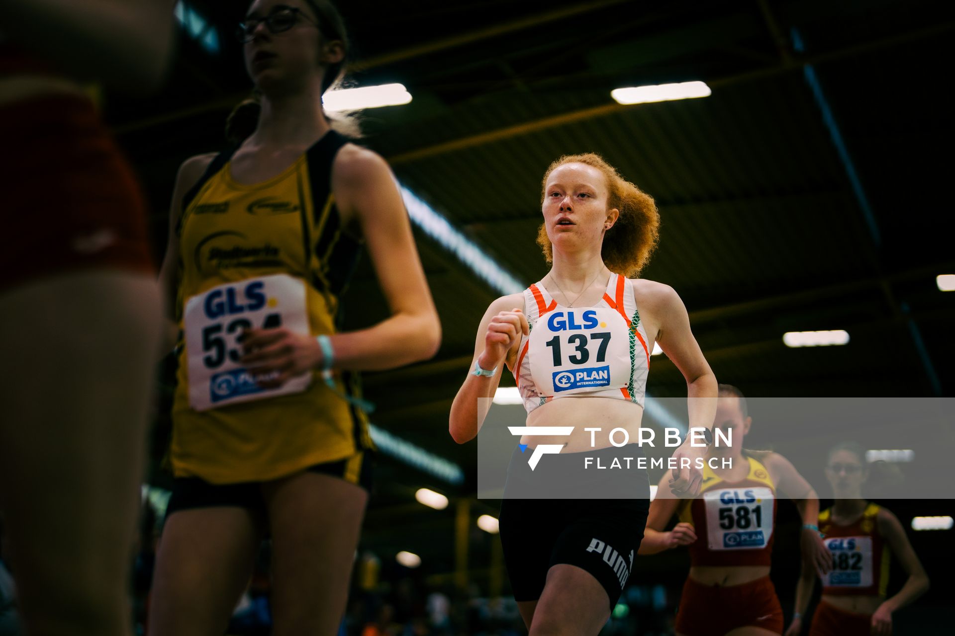 Lina Hartung (LG Augsburg) waehrend der 55. Deutsche Jugend-Hallenmeisterschaften U20 am 24.02.2024 in der Helmut-Körnig-Halle in Dortmund