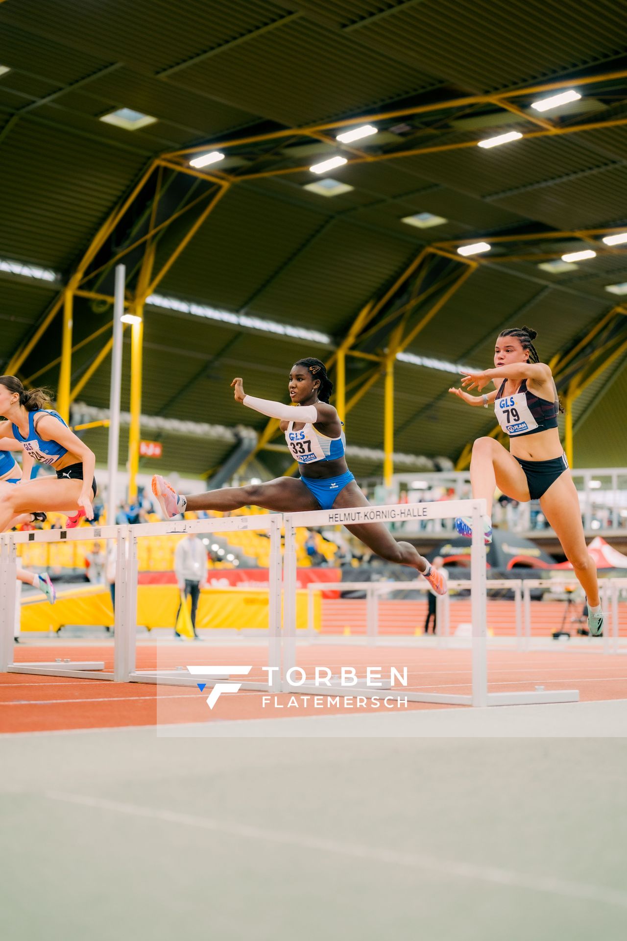 Yara Böhmer (ART Düsseldorf) waehrend der 55. Deutsche Jugend-Hallenmeisterschaften U20 am 24.02.2024 in der Helmut-Körnig-Halle in Dortmund