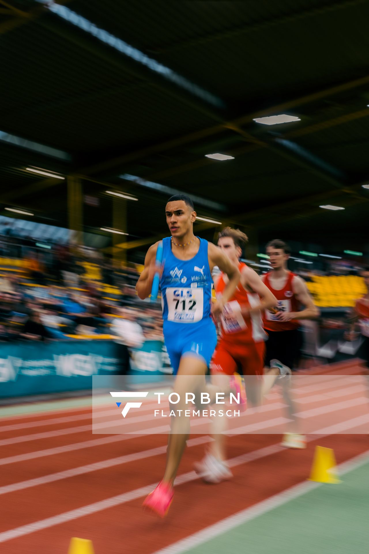 Florian Zittel (TV Wattenscheid 01) waehrend der 55. Deutsche Jugend-Hallenmeisterschaften U20 am 24.02.2024 in der Helmut-Körnig-Halle in Dortmund