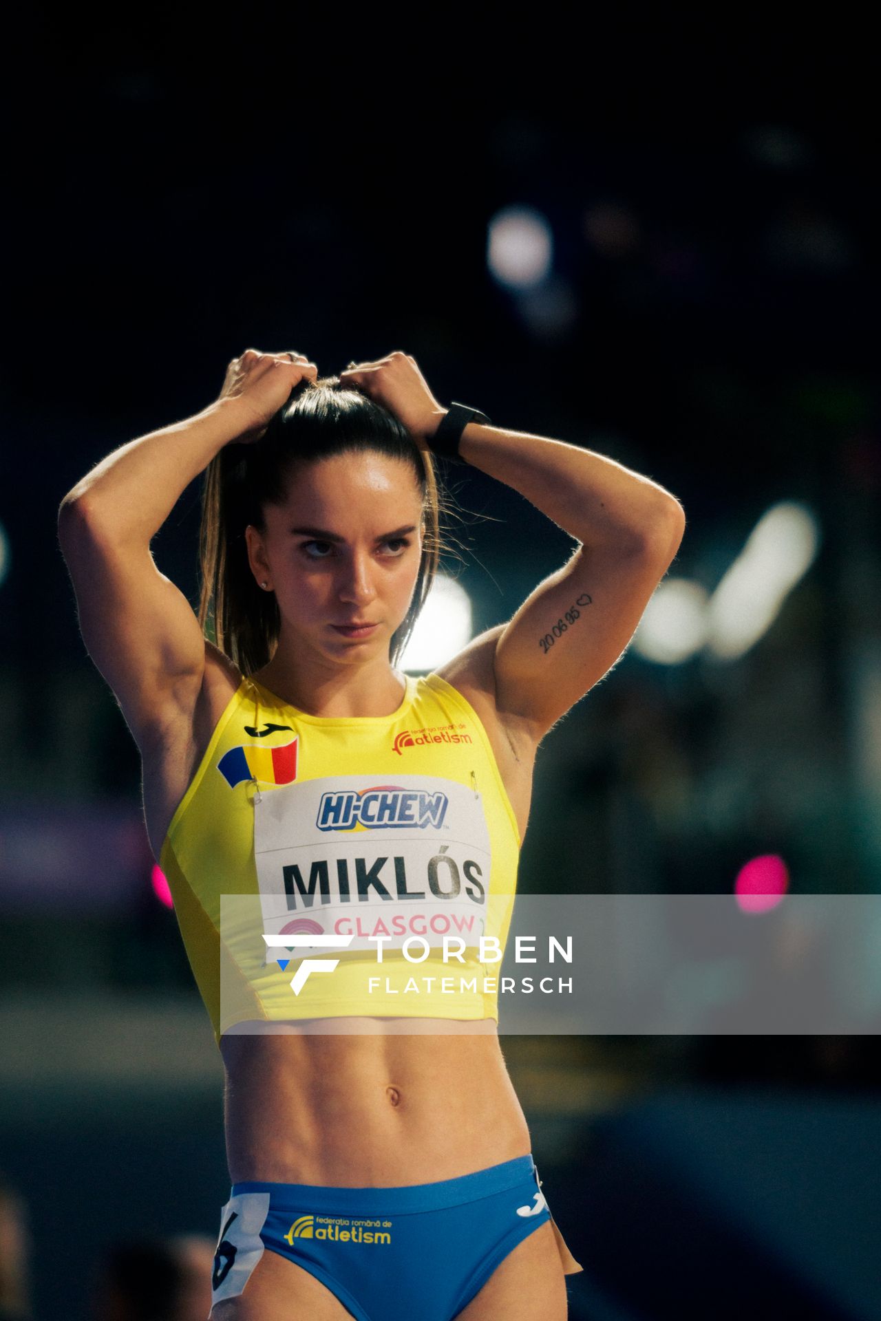 Andrea Miklos (ROU/Romania) im 400m Vorlauf am 01.03.2024 bei den World Athletics Indoor Championships in Glasgow (Schottland / Vereinigtes Königreich)