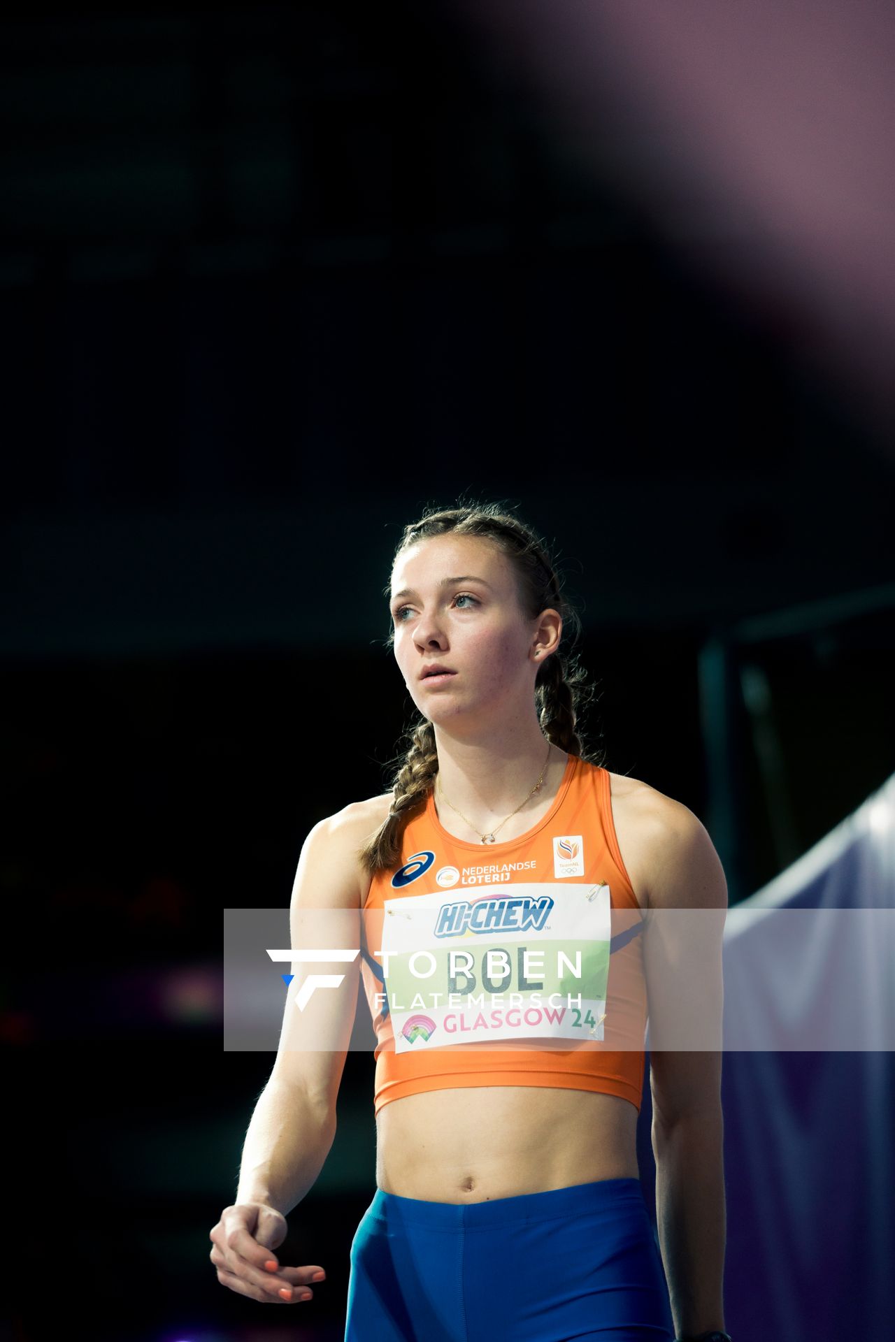 Femke Bol (NED/NEtherlands) om 400m Vorlauf am 01.03.2024 bei den World Athletics Indoor Championships in Glasgow (Schottland / Vereinigtes Königreich)