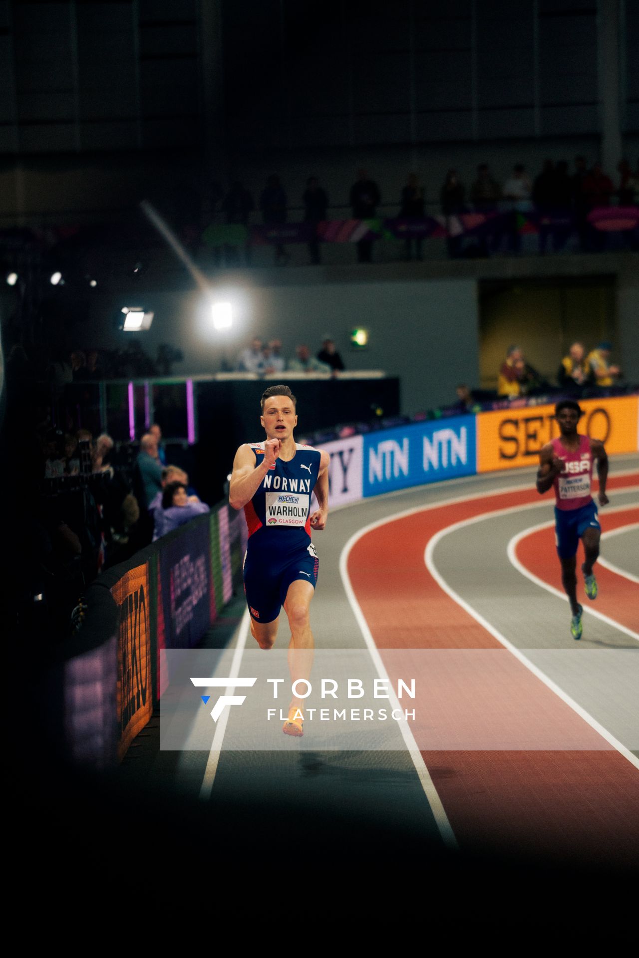 Karsten Warholm (NOR/Norway) im 400m Vorlauf am 01.03.2024 bei den World Athletics Indoor Championships in Glasgow (Schottland / Vereinigtes Königreich)