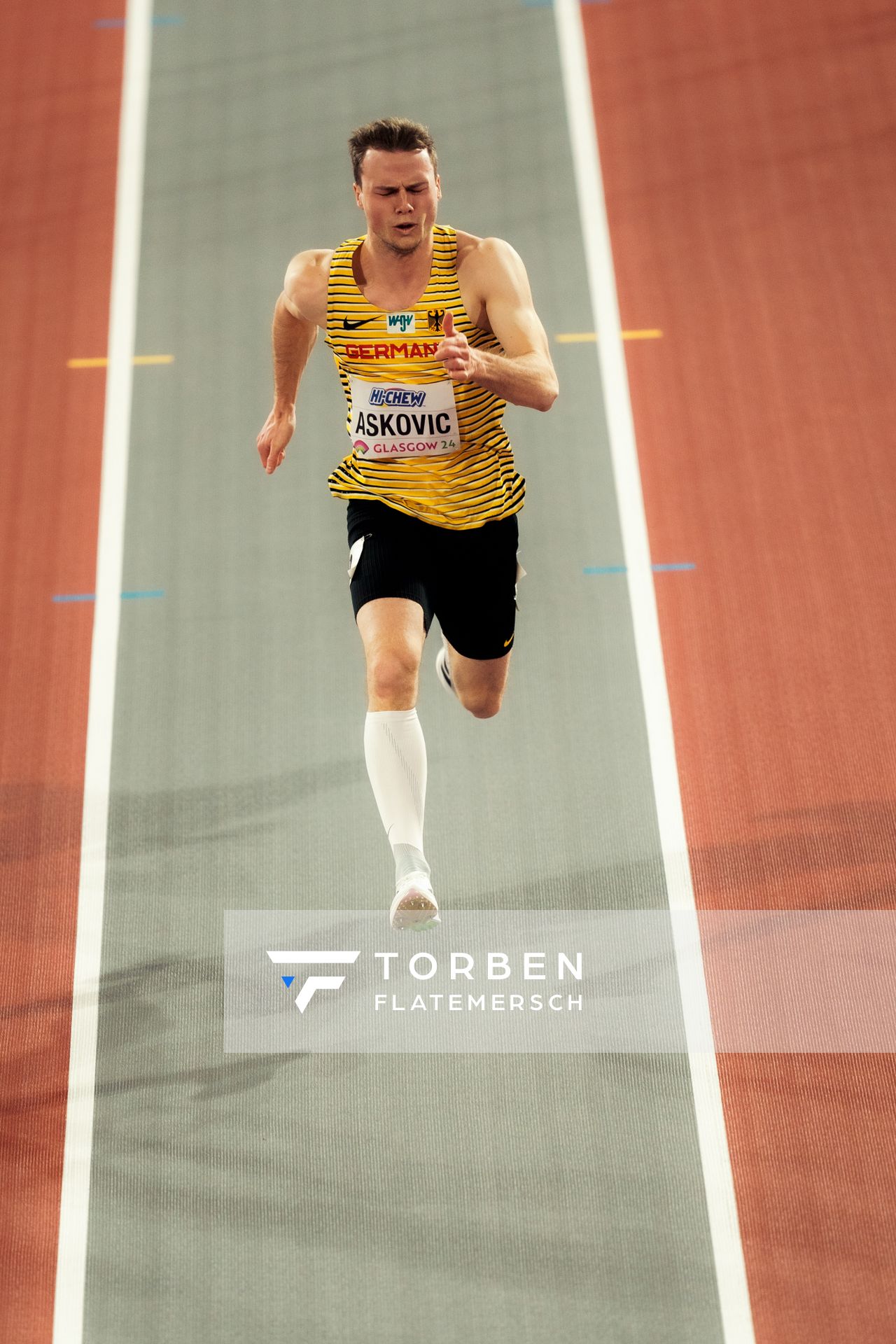 Aleksandar Askovic (GER/Germany) am 01.03.2024 bei den World Athletics Indoor Championships in Glasgow (Schottland / Vereinigtes Königreich)