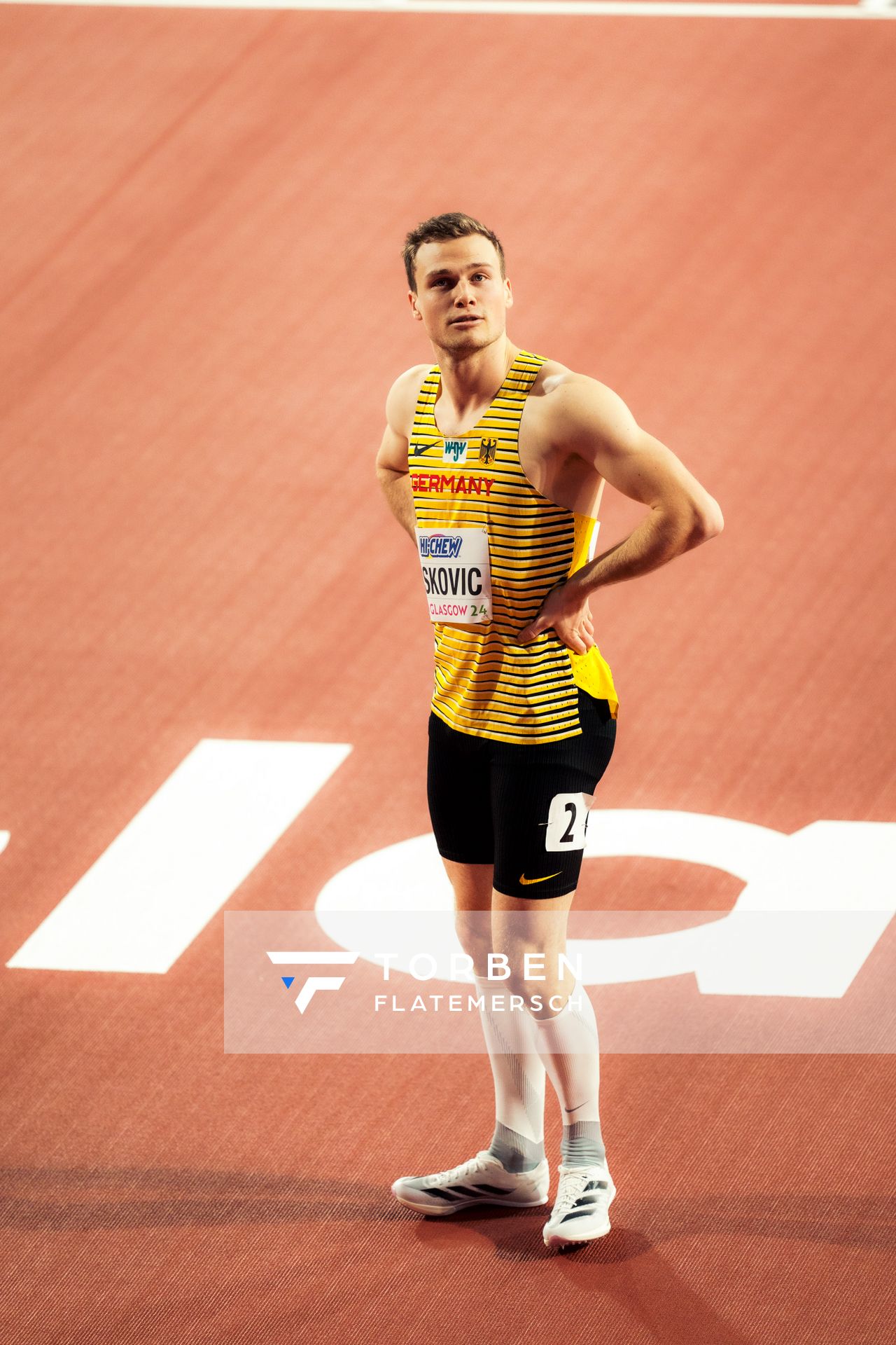 Aleksandar Askovic (GER/Germany) am 01.03.2024 bei den World Athletics Indoor Championships in Glasgow (Schottland / Vereinigtes Königreich)