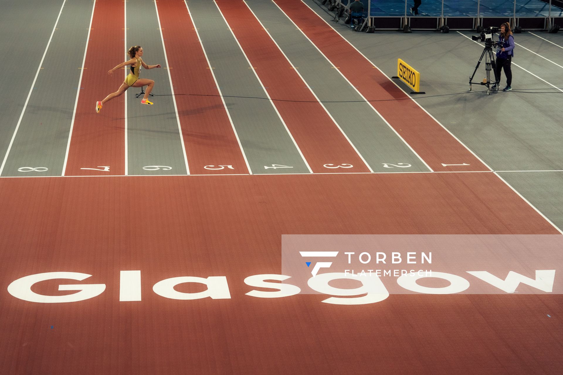 Christina Honsel (GER/Germany) im Hochsprung am 01.03.2024 bei den World Athletics Indoor Championships in Glasgow (Schottland / Vereinigtes Königreich)