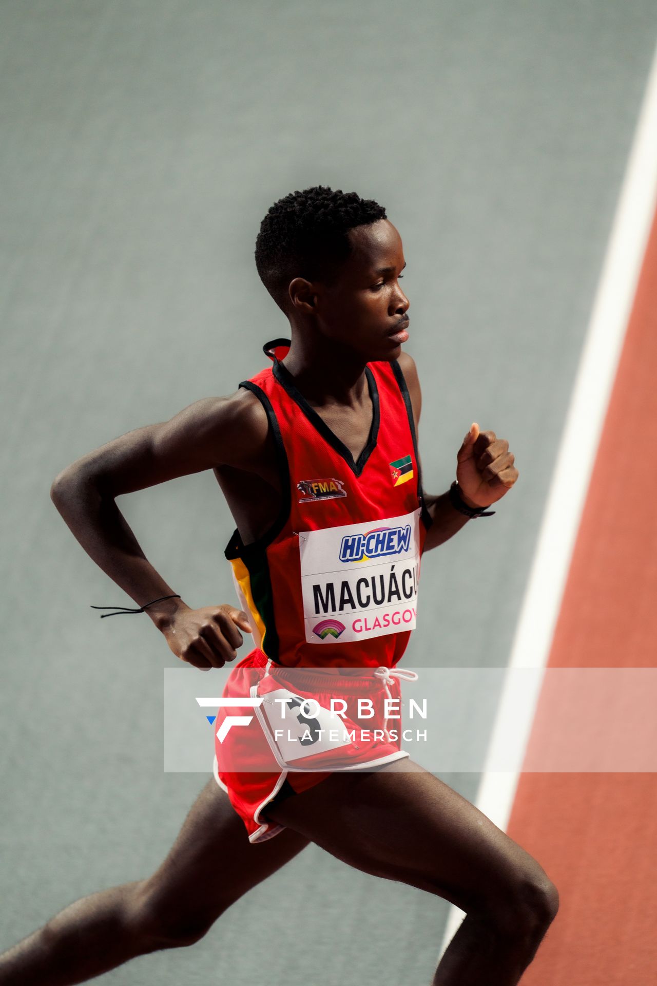Alex Macuácua (MOZ) am 01.03.2024 bei den World Athletics Indoor Championships in Glasgow (Schottland / Vereinigtes Königreich)