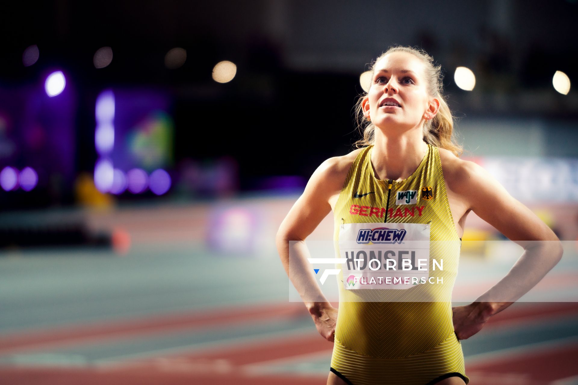 Christina Honsel (GER/Germany) beim Hochsprung am 01.03.2024 bei den World Athletics Indoor Championships in Glasgow (Schottland / Vereinigtes Königreich)