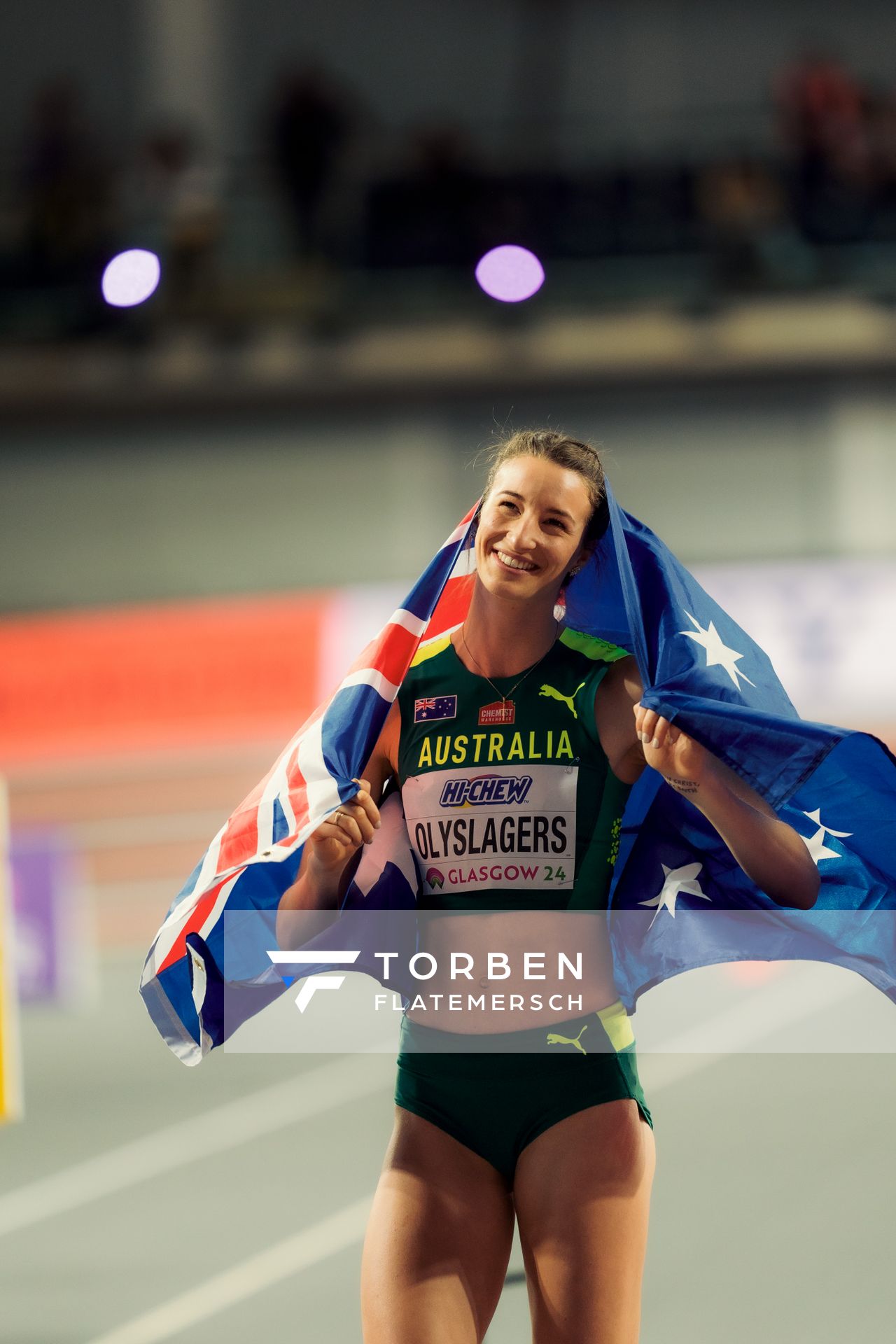 Nicola Olyslagers (AUS/Australia) am 01.03.2024 bei den World Athletics Indoor Championships in Glasgow (Schottland / Vereinigtes Königreich)
