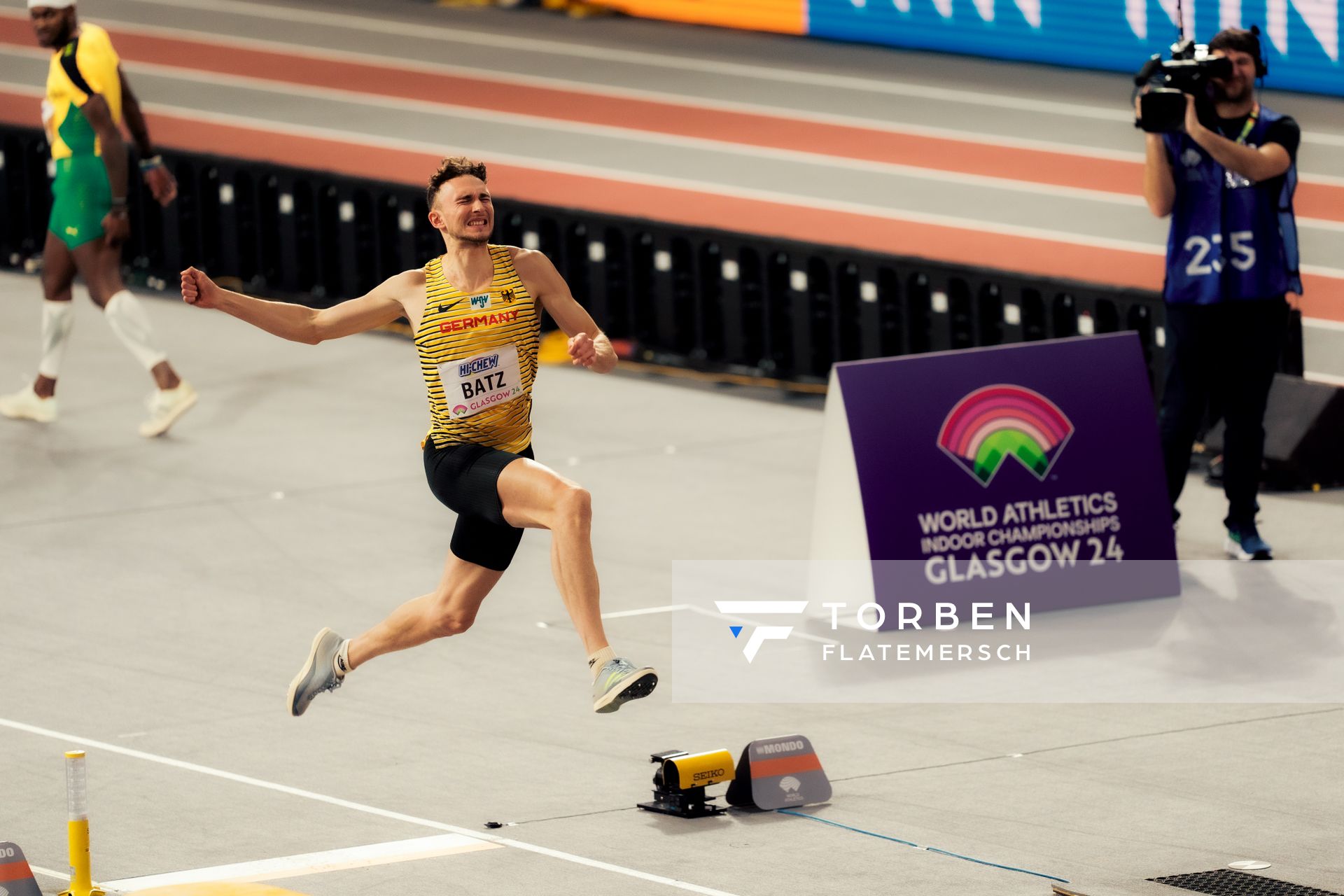 Simon Batz (GER/Germany) am 02.03.2024 bei den World Athletics Indoor Championships in Glasgow (Schottland / Vereinigtes Königreich)