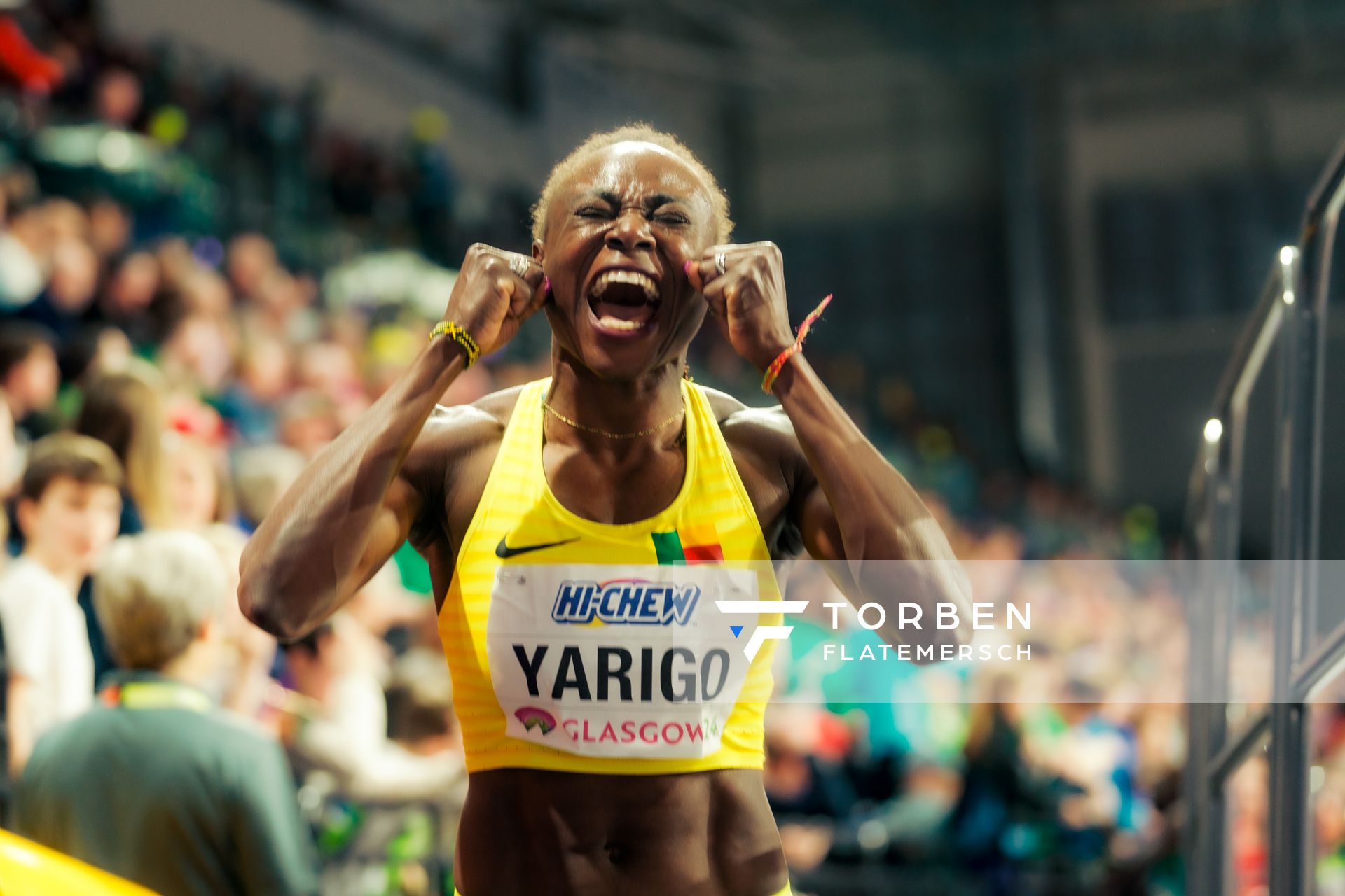 Noelie Yarigo (BEN) am 02.03.2024 bei den World Athletics Indoor Championships in Glasgow (Schottland / Vereinigtes Königreich)