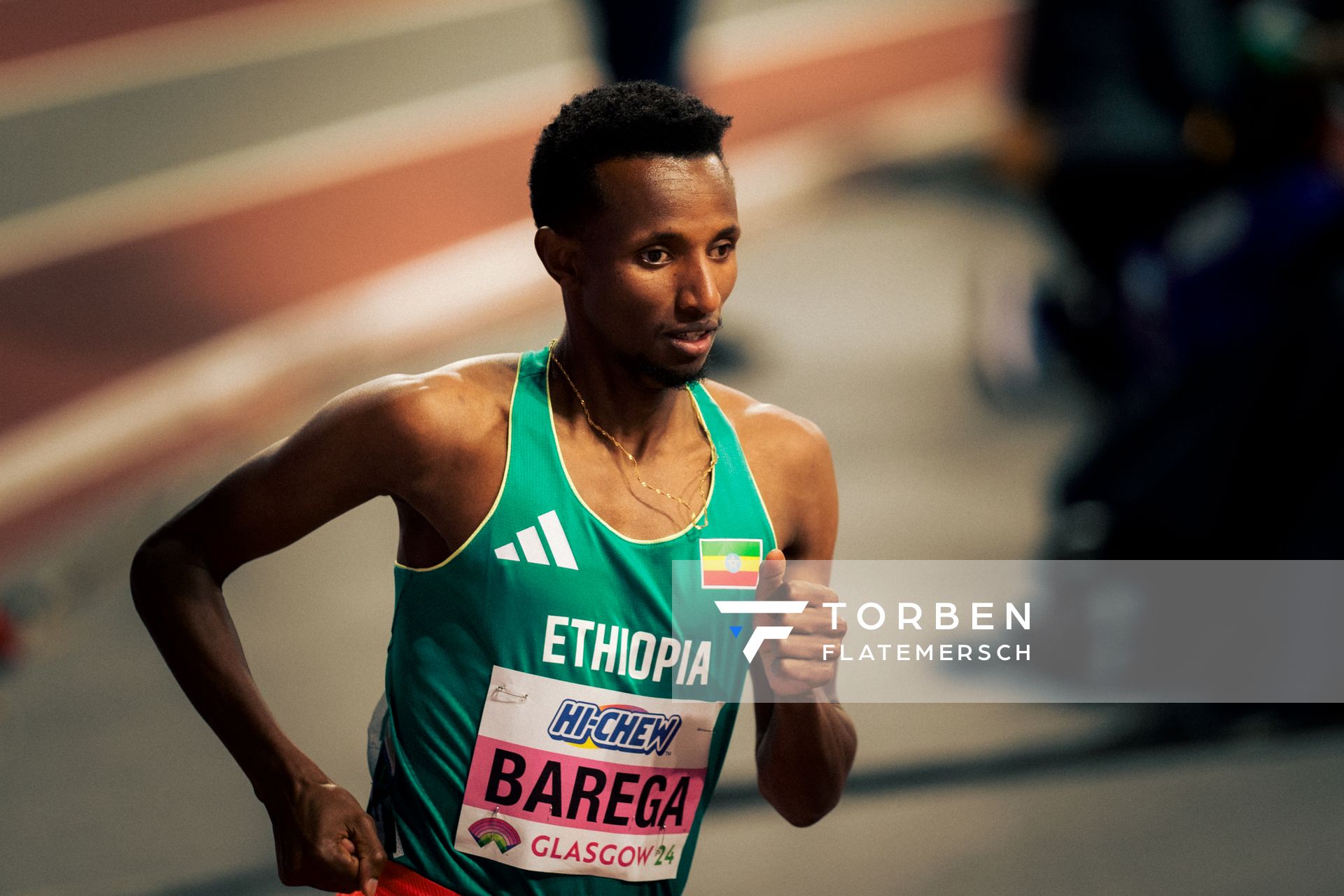 Selemon Barega (ETH/Ethiopia) am 02.03.2024 bei den World Athletics Indoor Championships in Glasgow (Schottland / Vereinigtes Königreich)