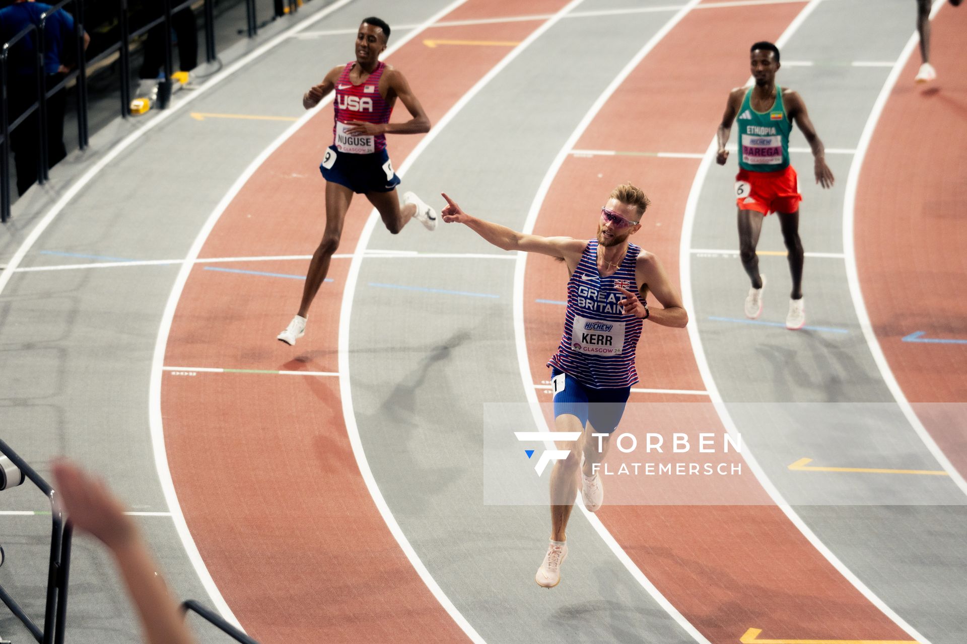 Josh Kerr (GBR/Great Britain) am 02.03.2024 bei den World Athletics Indoor Championships in Glasgow (Schottland / Vereinigtes Königreich)