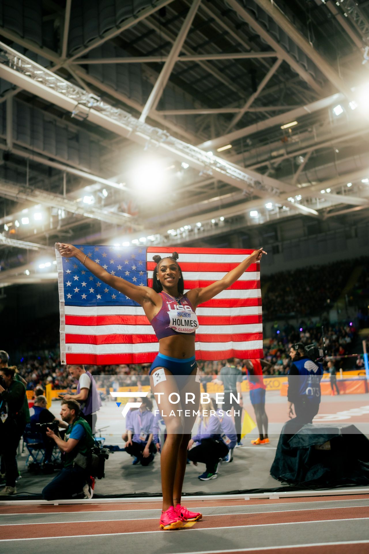 Alexis Holmes (USA/United States of America) am 02.03.2024 bei den World Athletics Indoor Championships in Glasgow (Schottland / Vereinigtes Königreich)