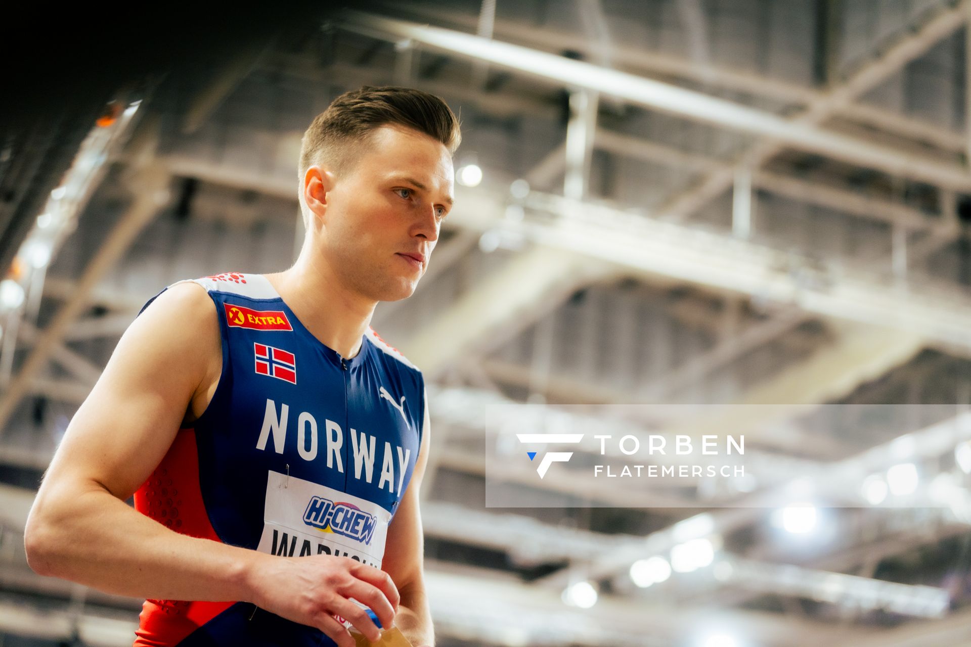 Karsten Warholm (NOR/Norway) am 02.03.2024 bei den World Athletics Indoor Championships in Glasgow (Schottland / Vereinigtes Königreich)