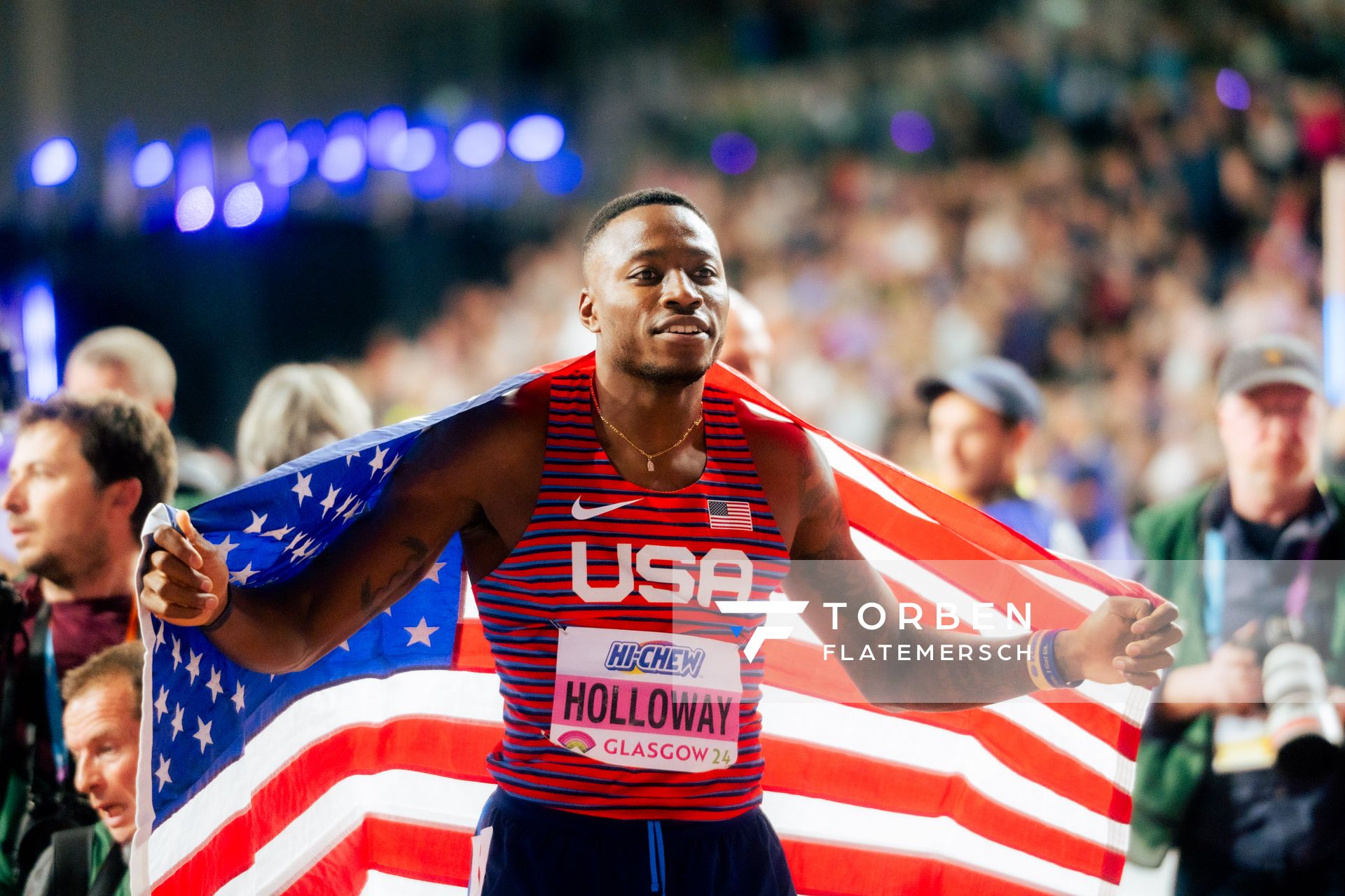 Grant Holloway (USA/United States of America) am 02.03.2024 bei den World Athletics Indoor Championships in Glasgow (Schottland / Vereinigtes Königreich)