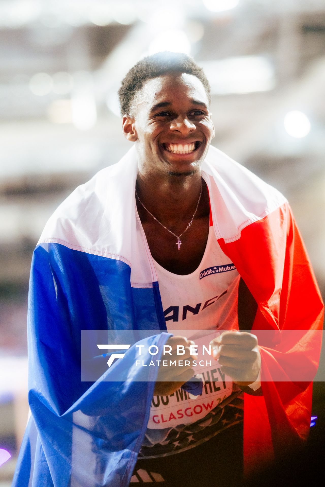 Just Kwaou-Mathey (FRA/France) am 02.03.2024 bei den World Athletics Indoor Championships in Glasgow (Schottland / Vereinigtes Königreich)